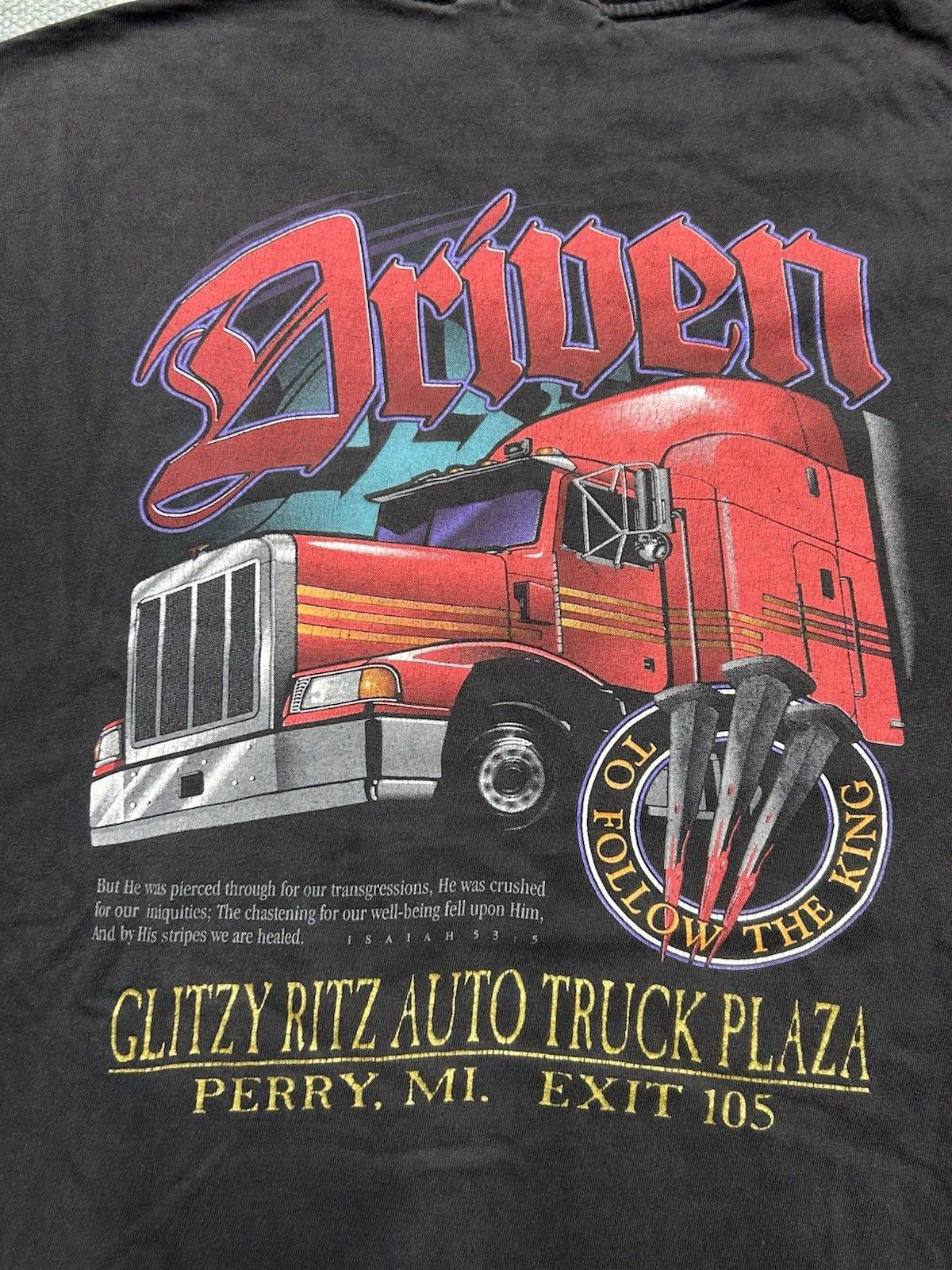 Vintage t shirt driven to follow the king Jesus tee trucker faded XL Size US XL / EU 56 / 4 - 2 Thumbnail