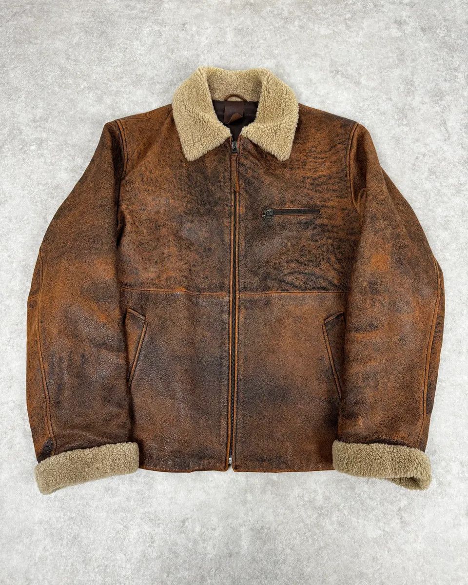 Dolce & Gabbana 2000s Dolce & Gabbana Aged Brown Leather Shearling Jacket Size US L / EU 52-54 / 3 - 1 Thumbnail