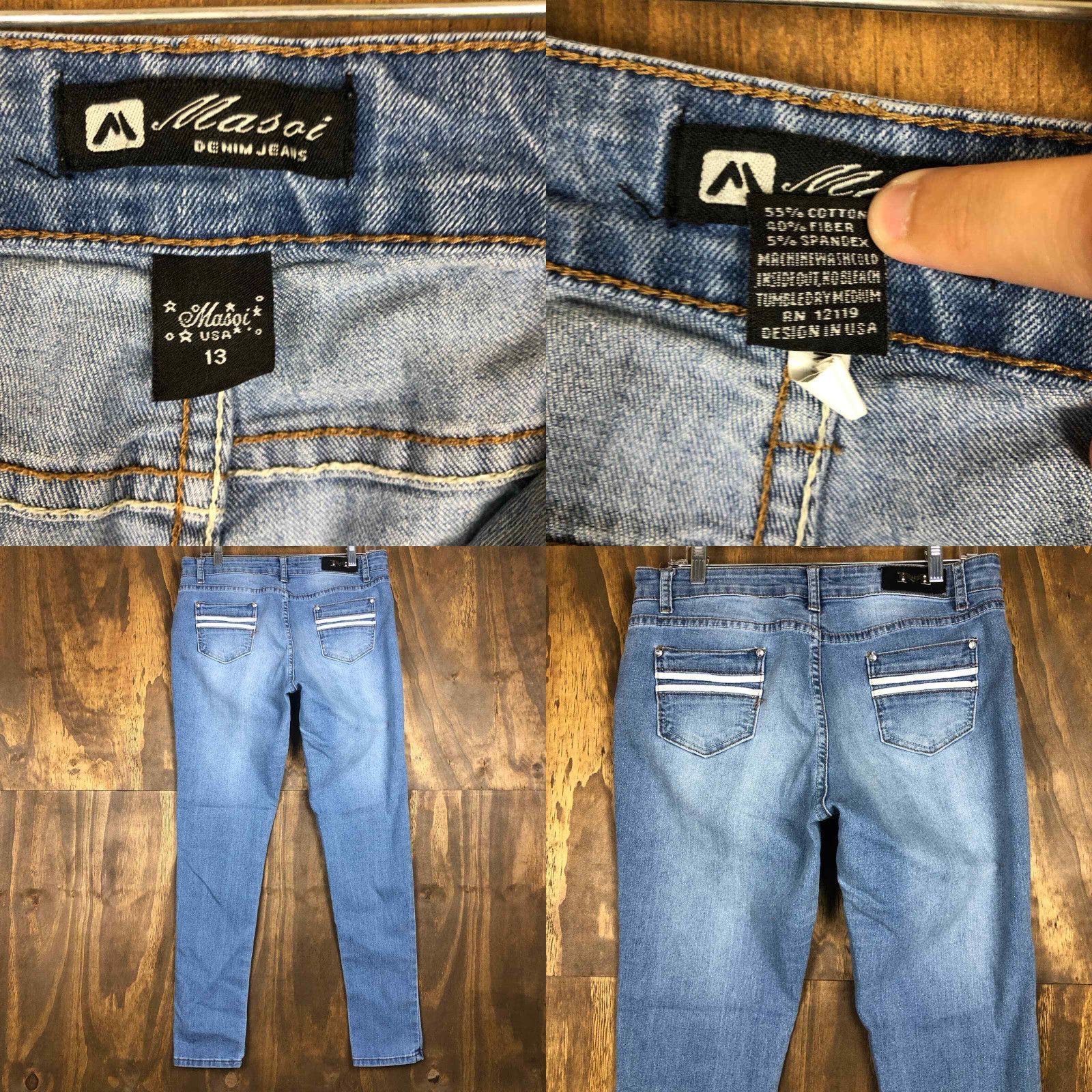 Denime Masoi Womens Jeans Blue Denim Skinny Leg Normcore Size 13 Jeans Women's Blue Denim Skinny Leg Masoi 13 Regular 5-Pocket Design Size 34" / US 12 / IT 48 - 8 Thumbnail