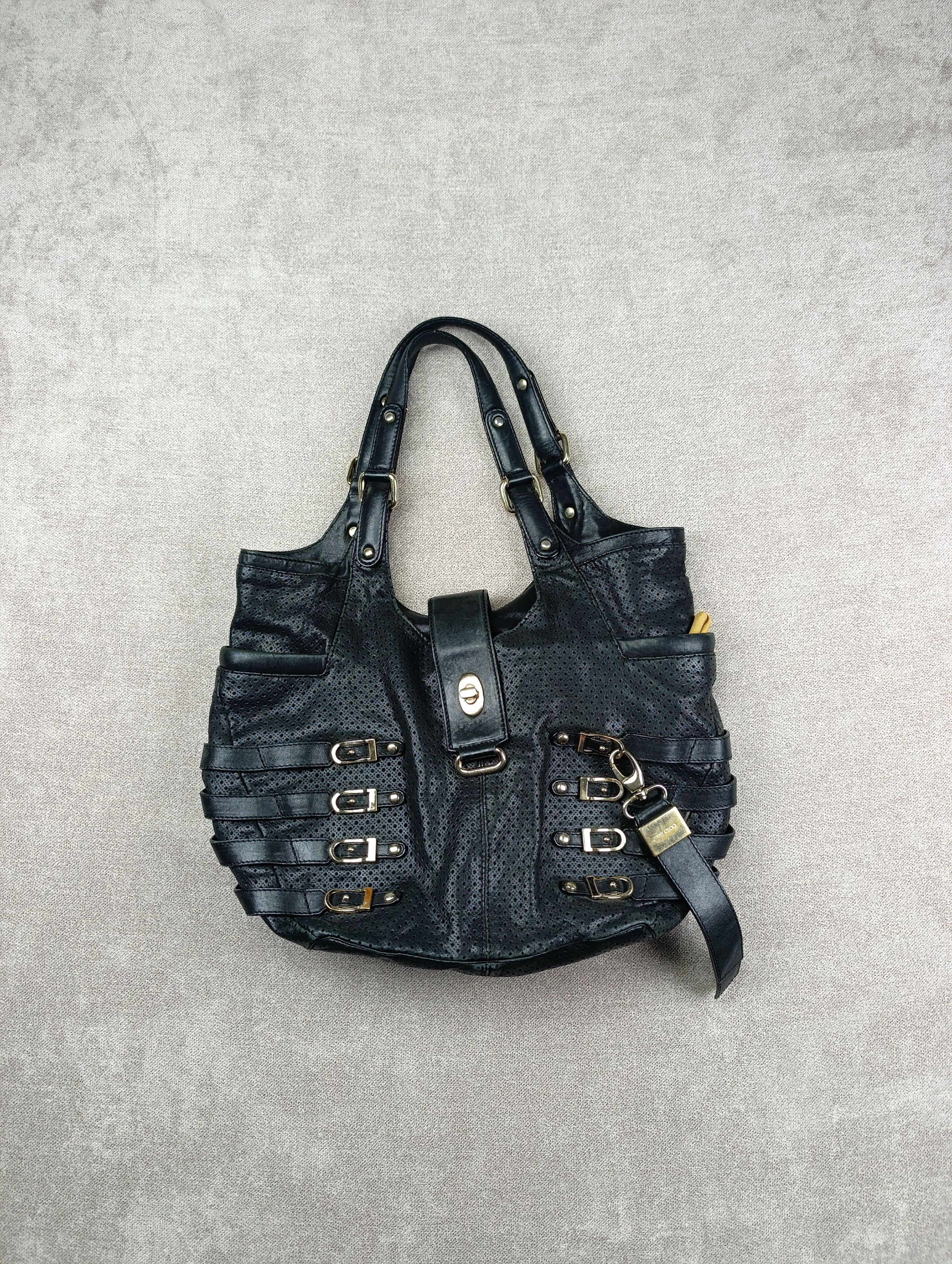 Jimmy Choo Jimmy Choo Black Perforated Leather Gold Hardware Bree Bag Size ONE SIZE - 1 Thumbnail