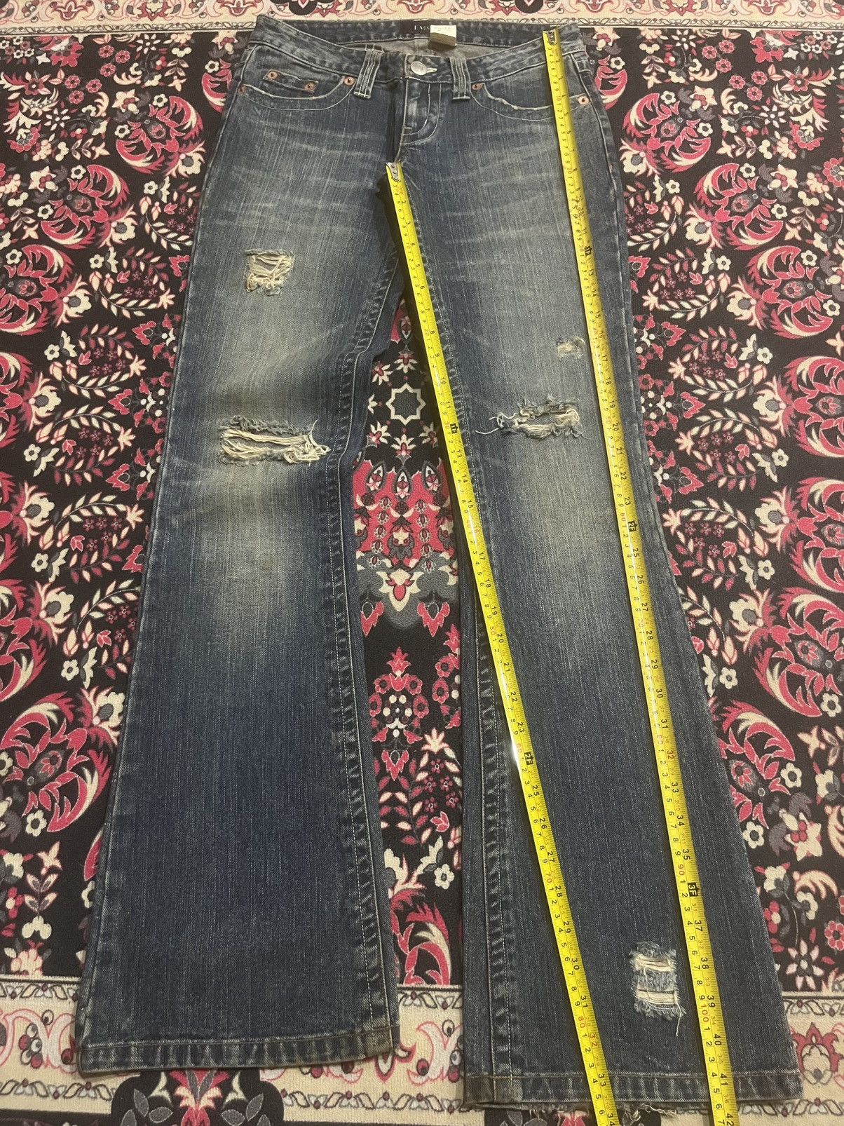 If Six Was Nine Japanese Brand EMS Excite Extreme Distressed Flare Jeans Size 28" / US 6 / IT 42 - 9 Thumbnail