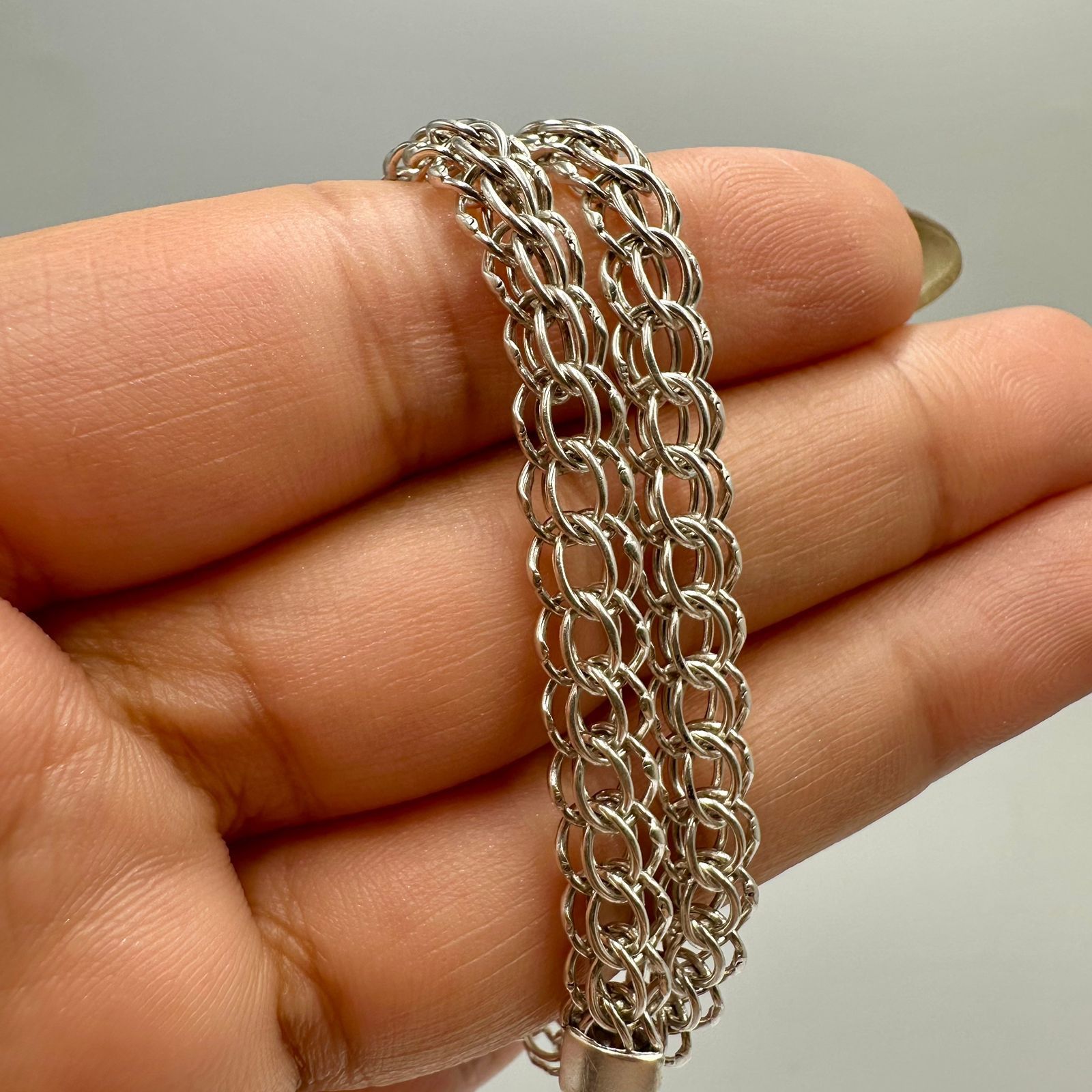 Sterling Silver Vintage 925 Sterling Silver Bracelet Double Link Chain Size ONE SIZE - 2 Thumbnail
