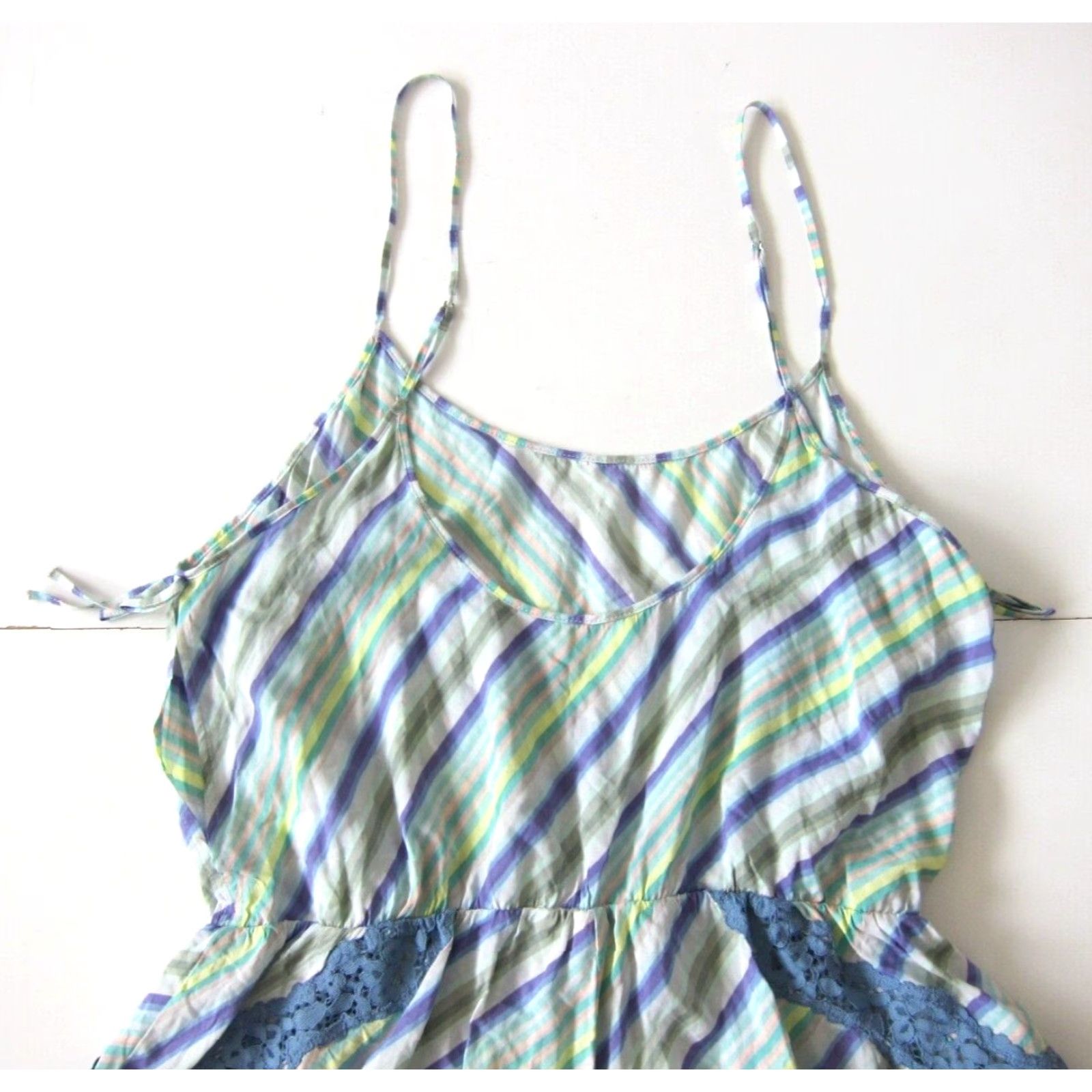 Vintage NWT Victoria's Secret Romper Shirt Lingerie Purple Green Stripe 100% Rayon Women L Size 36" / US 14 / IT 50 - 4 Thumbnail