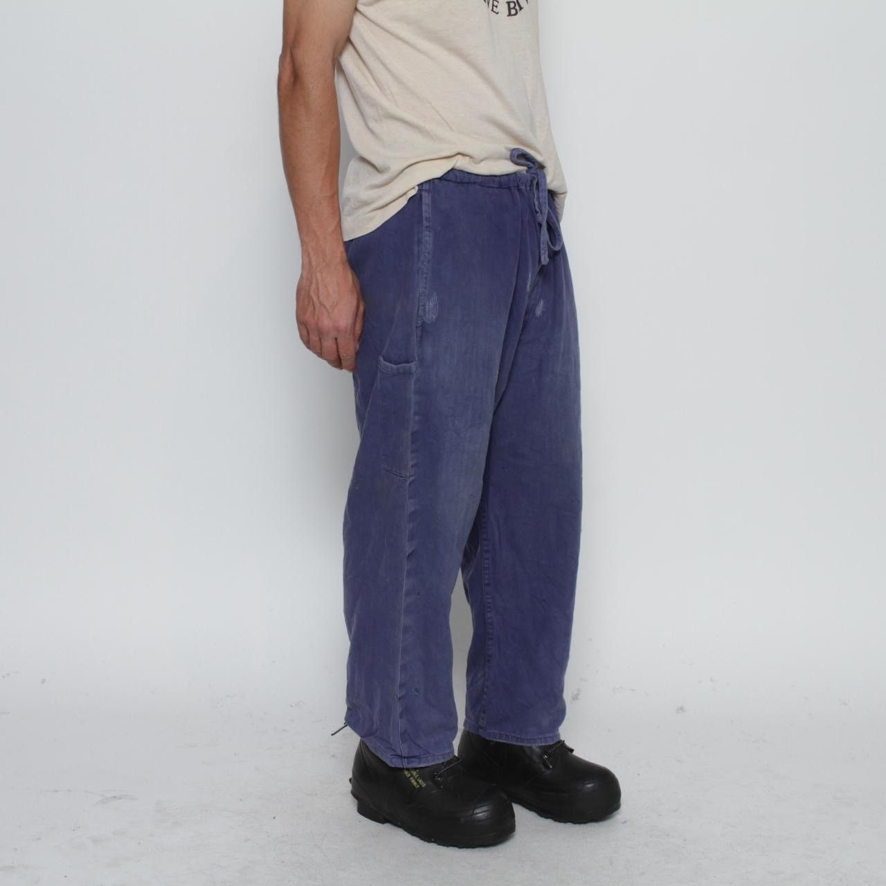 Vintage BLUE STITCH REPAIR SOFT COTTON WORKWEAR PANTS Size US 34 / EU 50 - 1 Thumbnail