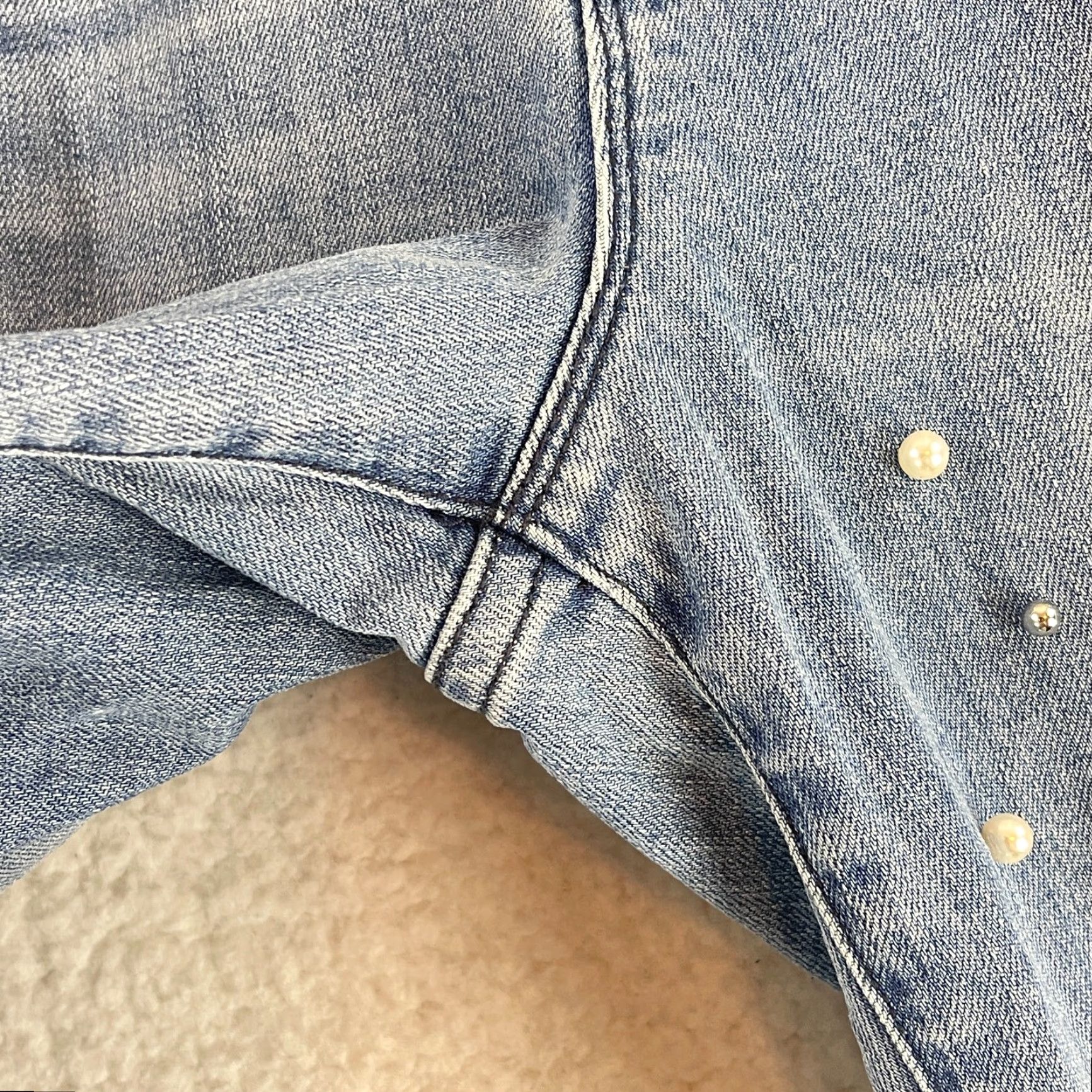 Vintage KUT from the Kloth Jeans Women Ankle Straight Leg Size 12 Blue Denim Embellished 5-Pocket Size 34" / US 12 / IT 48 - 6 Thumbnail