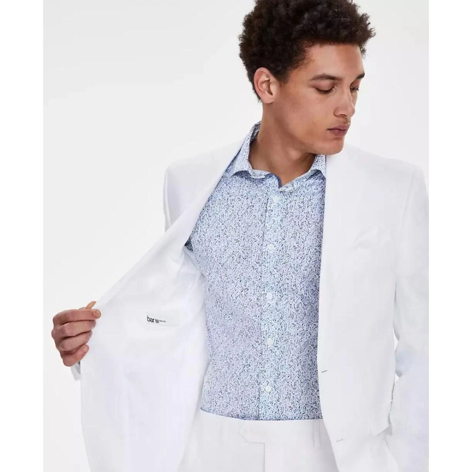 Bar III Bar III Men's White Linen Slim-Fit Suit Jacket Size 38S Size 38S - 3 Thumbnail