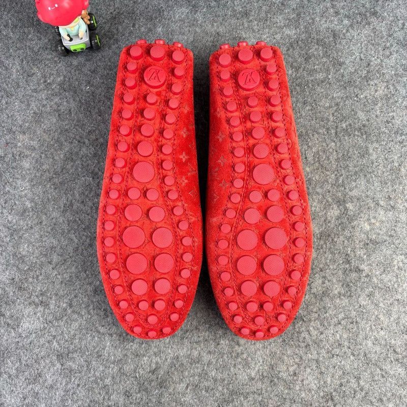 Louis Vuitton Louis Vuitton Red Suede Moccasin Loafers - Size US 7.5 / EU 40-41 - 7 Thumbnail