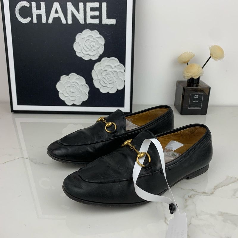 Gucci Gucci Jordaan Leather Horsebit Loafers for Women 0079 Size US 6 / IT 36 - 1 Thumbnail