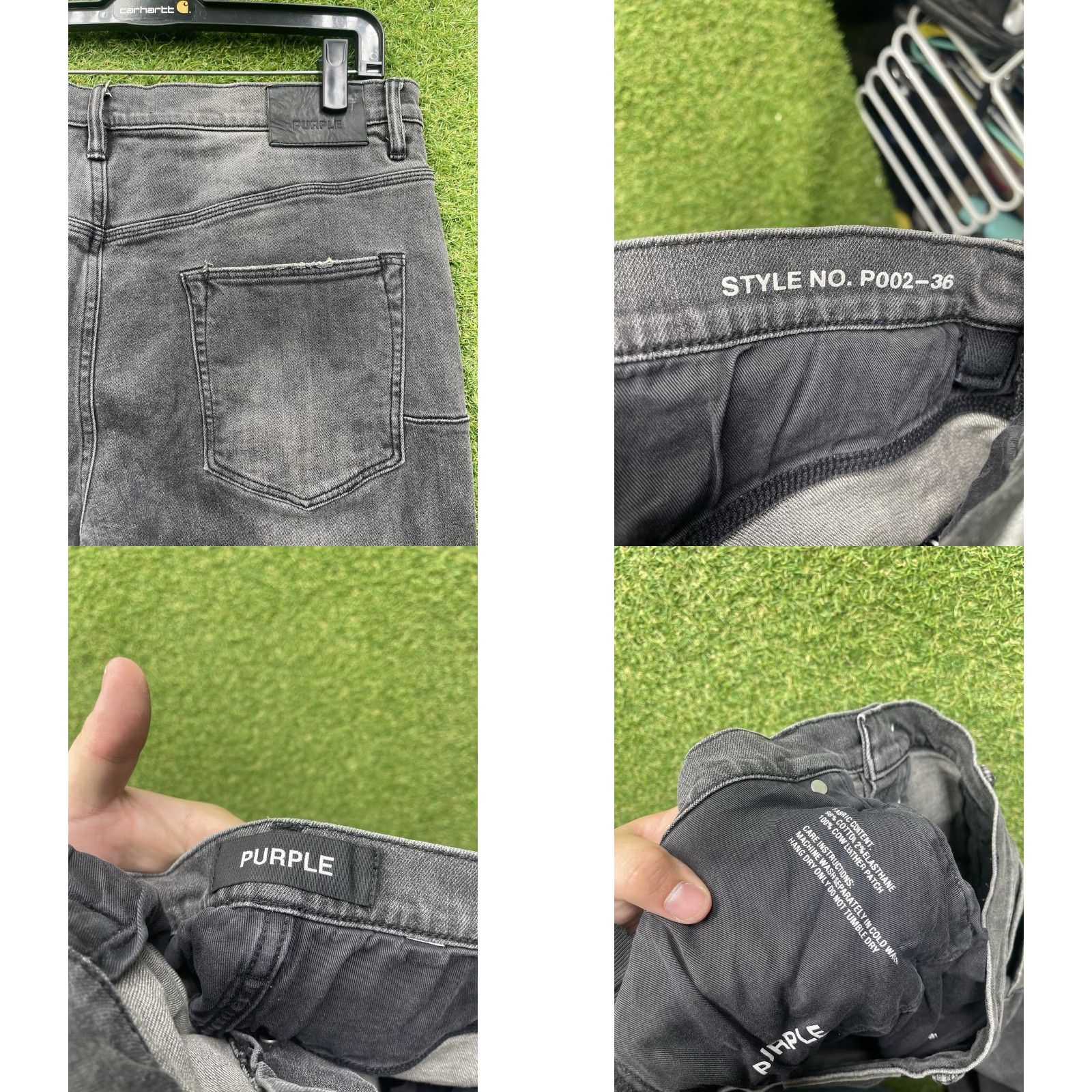 J Brand Purple Brand Jeans Slim Fit Mens 34x33 Black Distressed Stretch Size US 34 / EU 50 - 8 Thumbnail