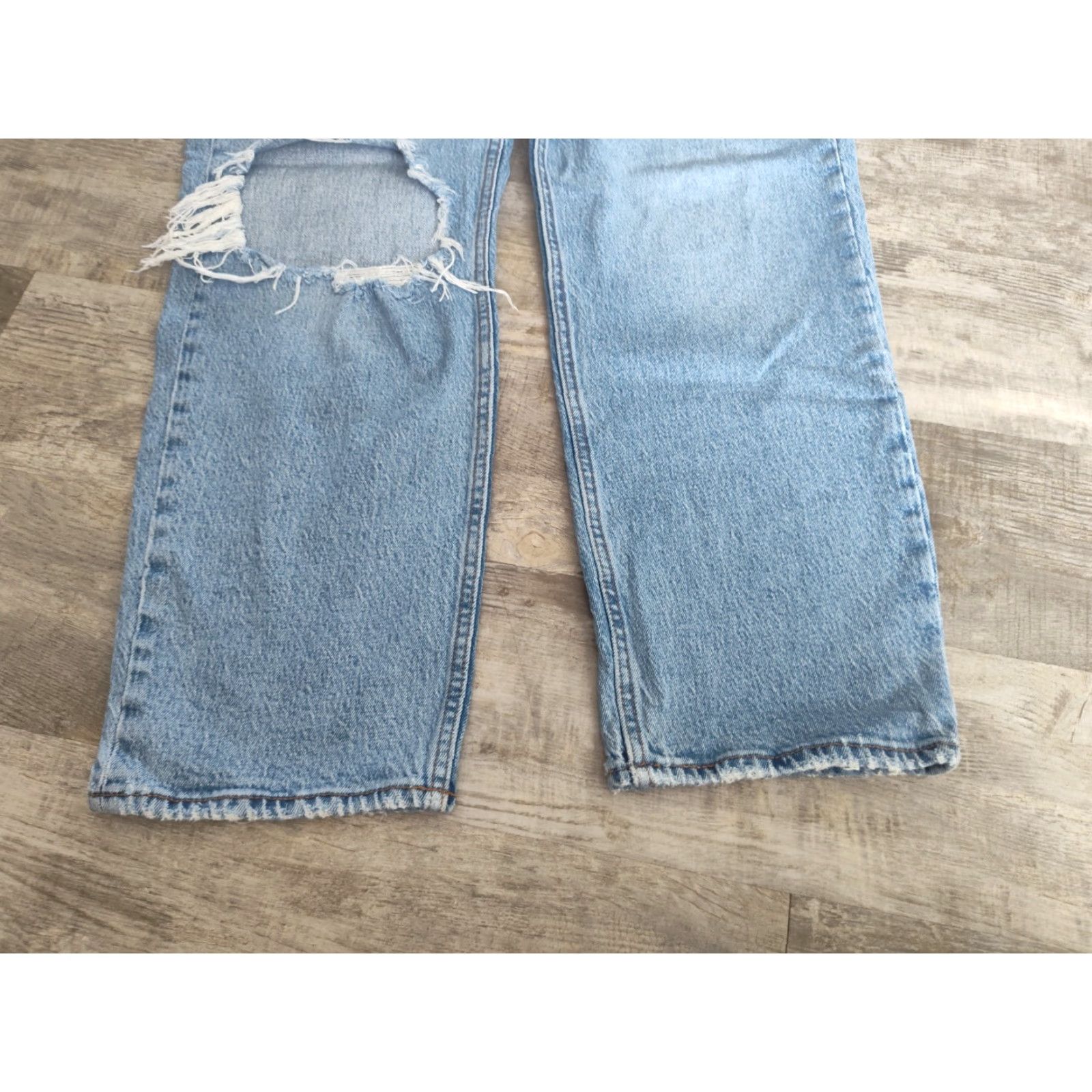 Abercrombie & Fitch VINTAGE Abercrombie & Fitch Women's Jeans 31/12 High Rise Straight Fit Distressed Blue 90s Retro Grunge Size 24" / US 00 / IT 34 - 3 Thumbnail