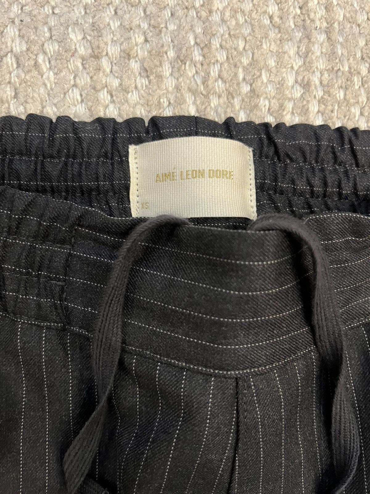 Aime Leon Dore Elasticated Dress Trouser / Charcoal Pinstripe / XS 