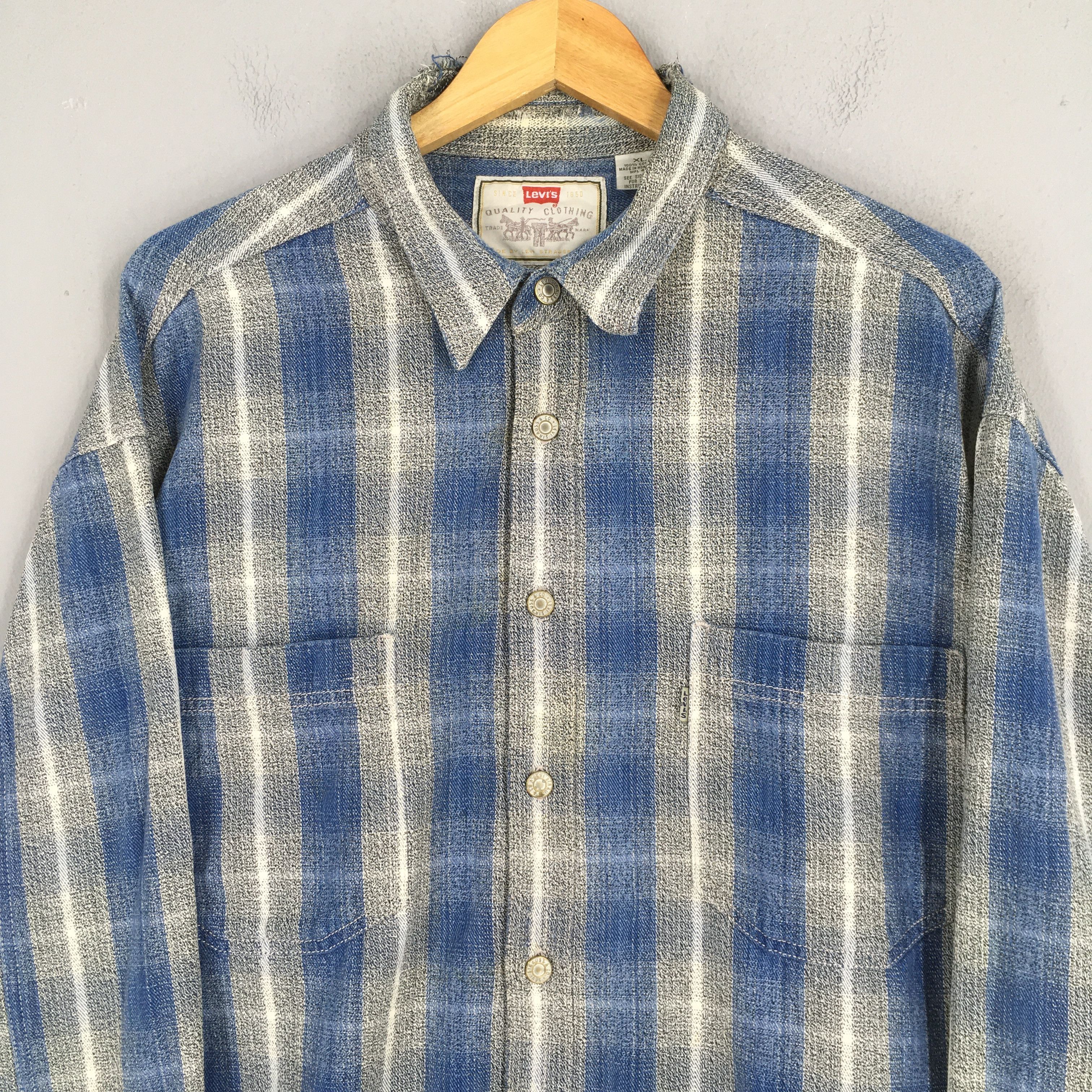 Levi's Vintage 90s Levis Strauss Checkered Flannel Shirt XLarge Size US XL / EU 56 / 4 - 2 Thumbnail
