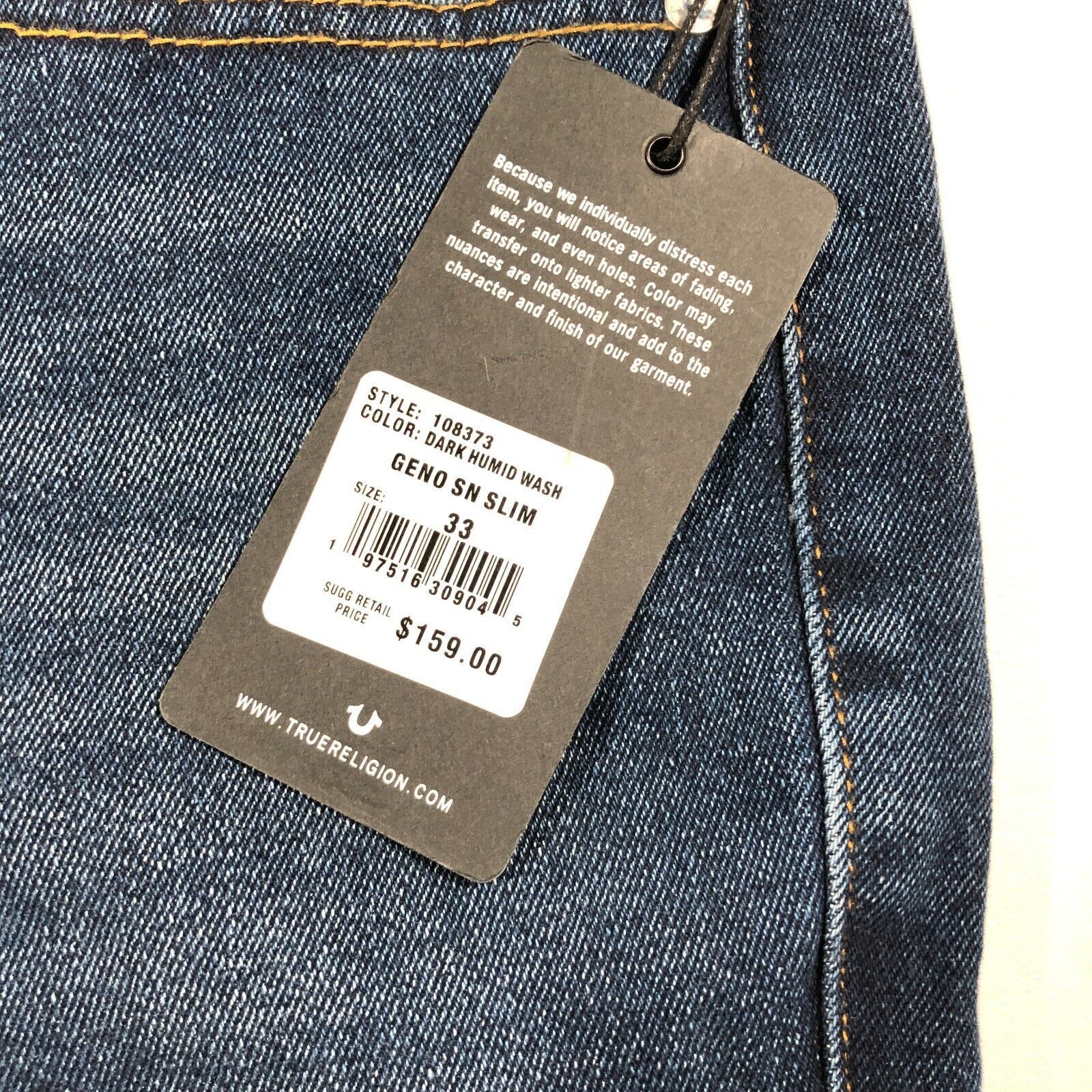 True Religion New True Religion Geno Relaxed Slim Dark Blue Jeans 33x32 Size US 33 - 7 Thumbnail