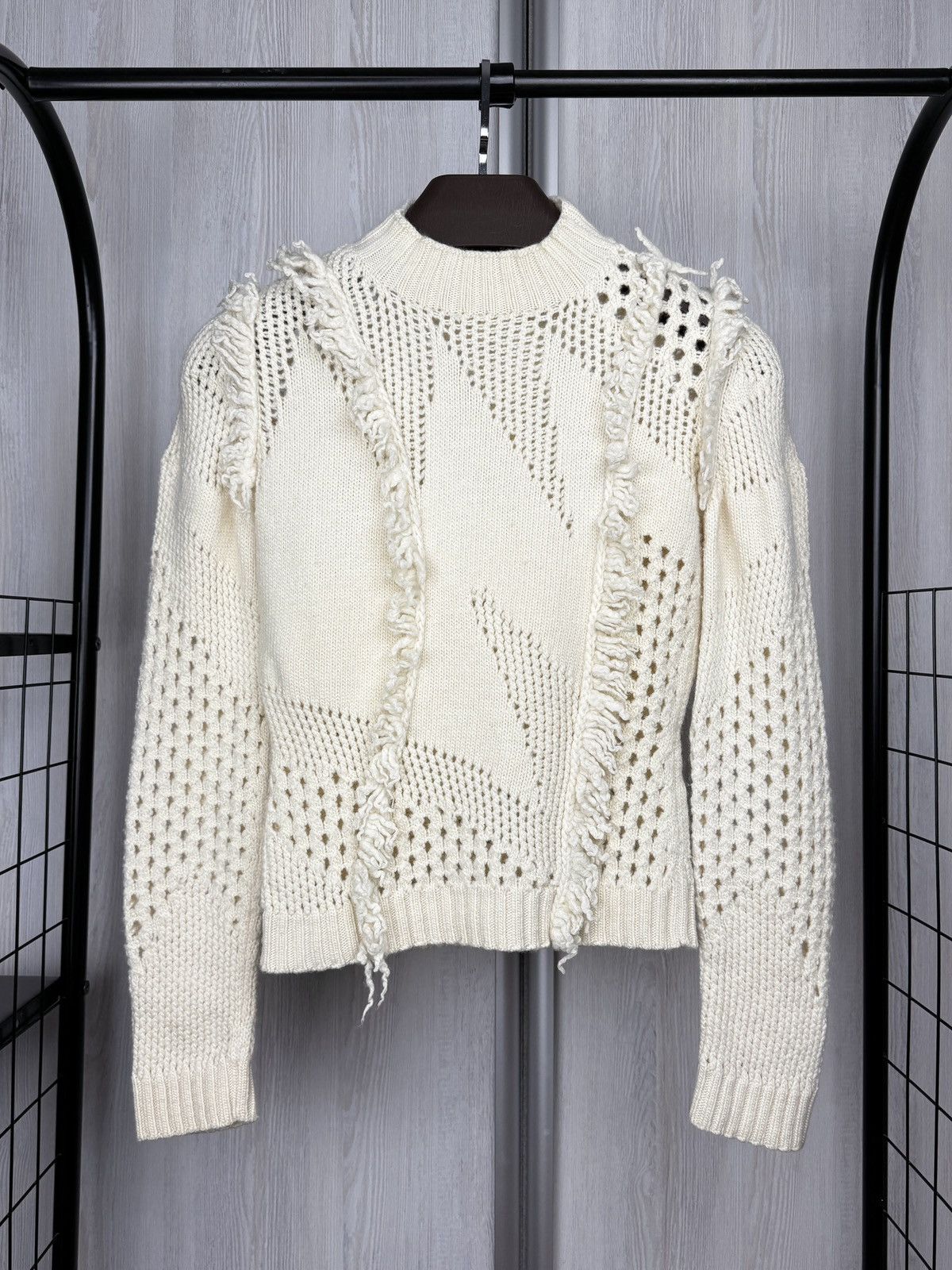 Mugler Mugler wool beige distressed deconstructed sweater size S Size S / US 4 / IT 40 - 2 Thumbnail