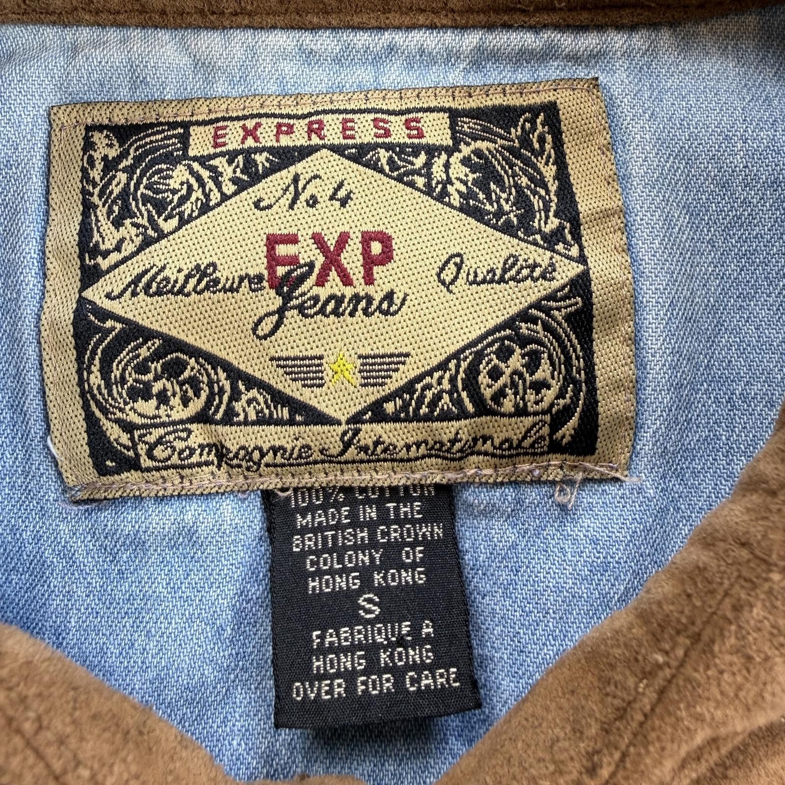 Express Vintage 90s Express Jeans Denim Work Shirt Corduroy Collar Size US S / EU 44-46 / 1 - 4 Thumbnail