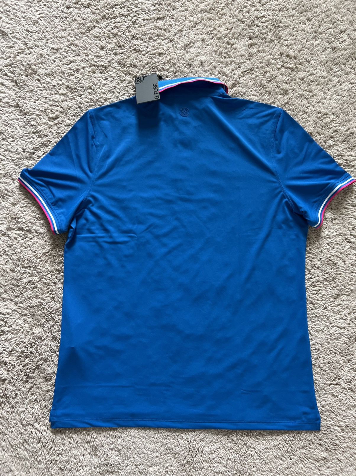 G/FORE G/FORE Racer Blue Pink Dual Line Short Sleeve Golf Polo Size US XL / EU 56 / 4 - 4 Thumbnail