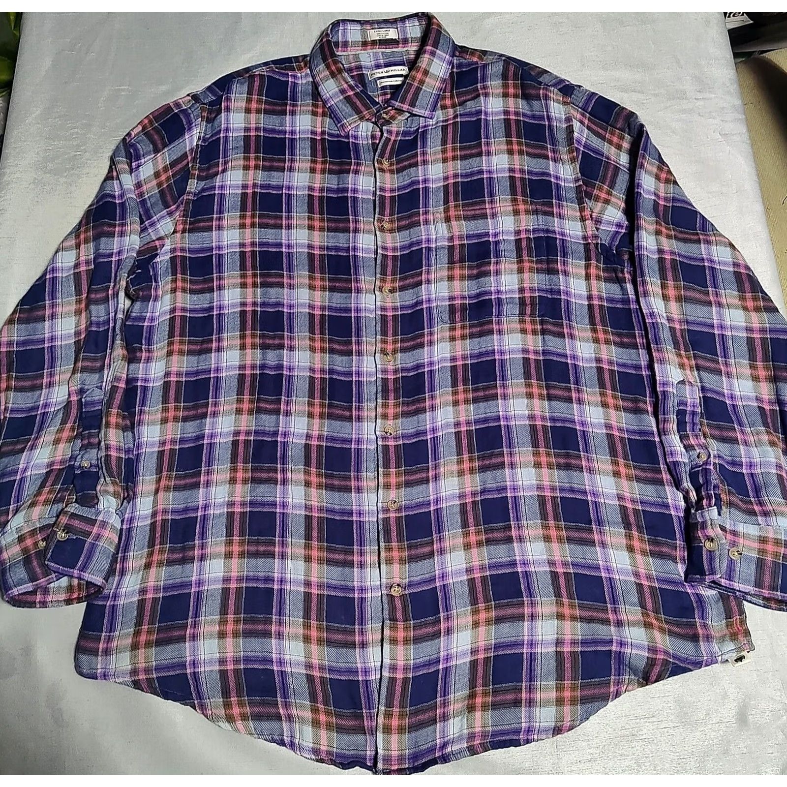 Peter Millar PETER MILLAR MOUNTAIN SIDE COLLECTION Men XL Purple Plaid Cotton Soft Flannel Shirt Size US XL / EU 56 / 4 - 5 Thumbnail