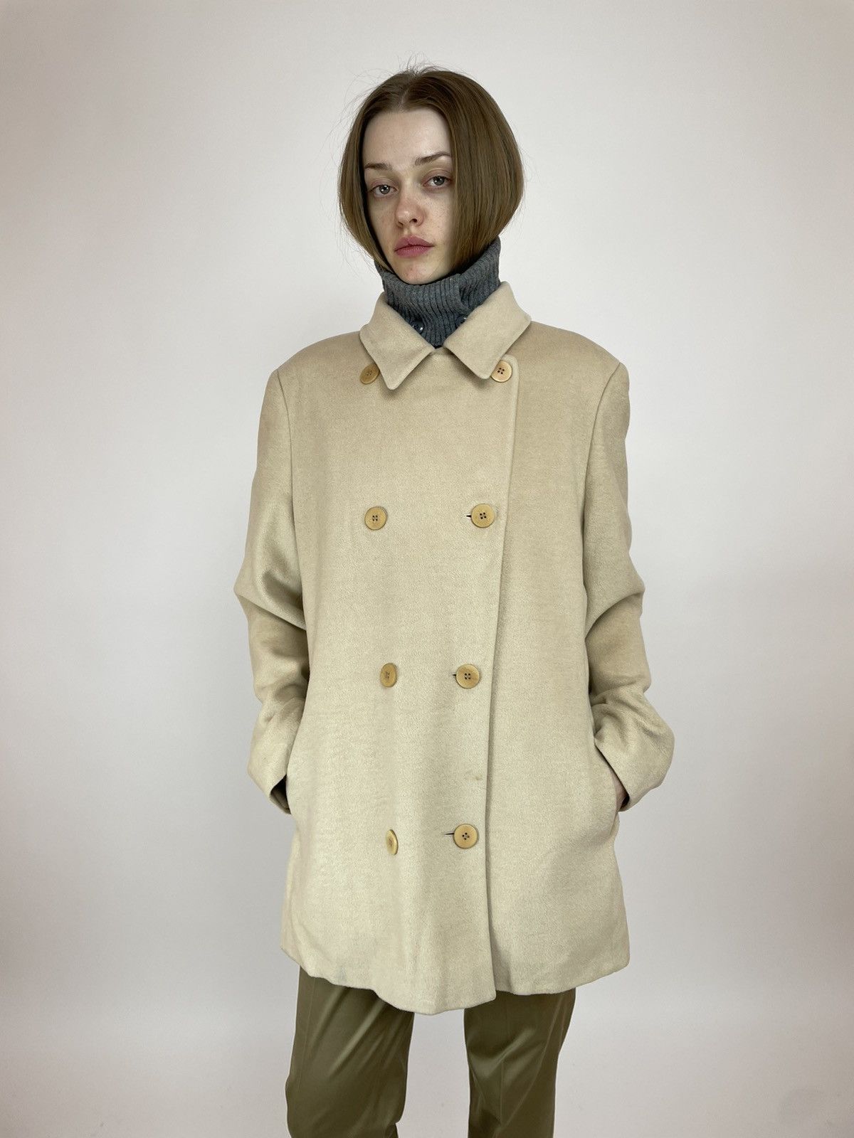 Other MARC CAIN WOOL/Angora BEIGE COAT Double-breasted WOMENS Size M / US 6-8 / IT 42-44 - 2 Thumbnail