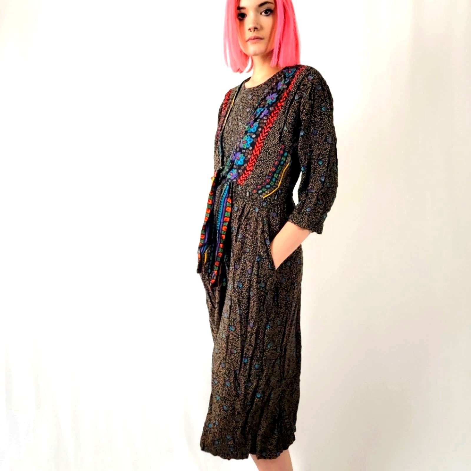 Vintage Vintage 90s Boho Cottagecore Romper Jumpsuit - M Size 28" / US 6 / IT 42 - 5 Thumbnail