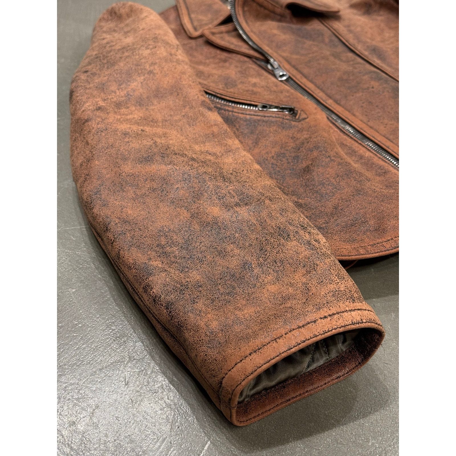 Giorgio Armani 1990s Emporio Armani eroded distressed zipper biker jacket Size XL / US 12-14 / IT 48-50 - 3 Thumbnail