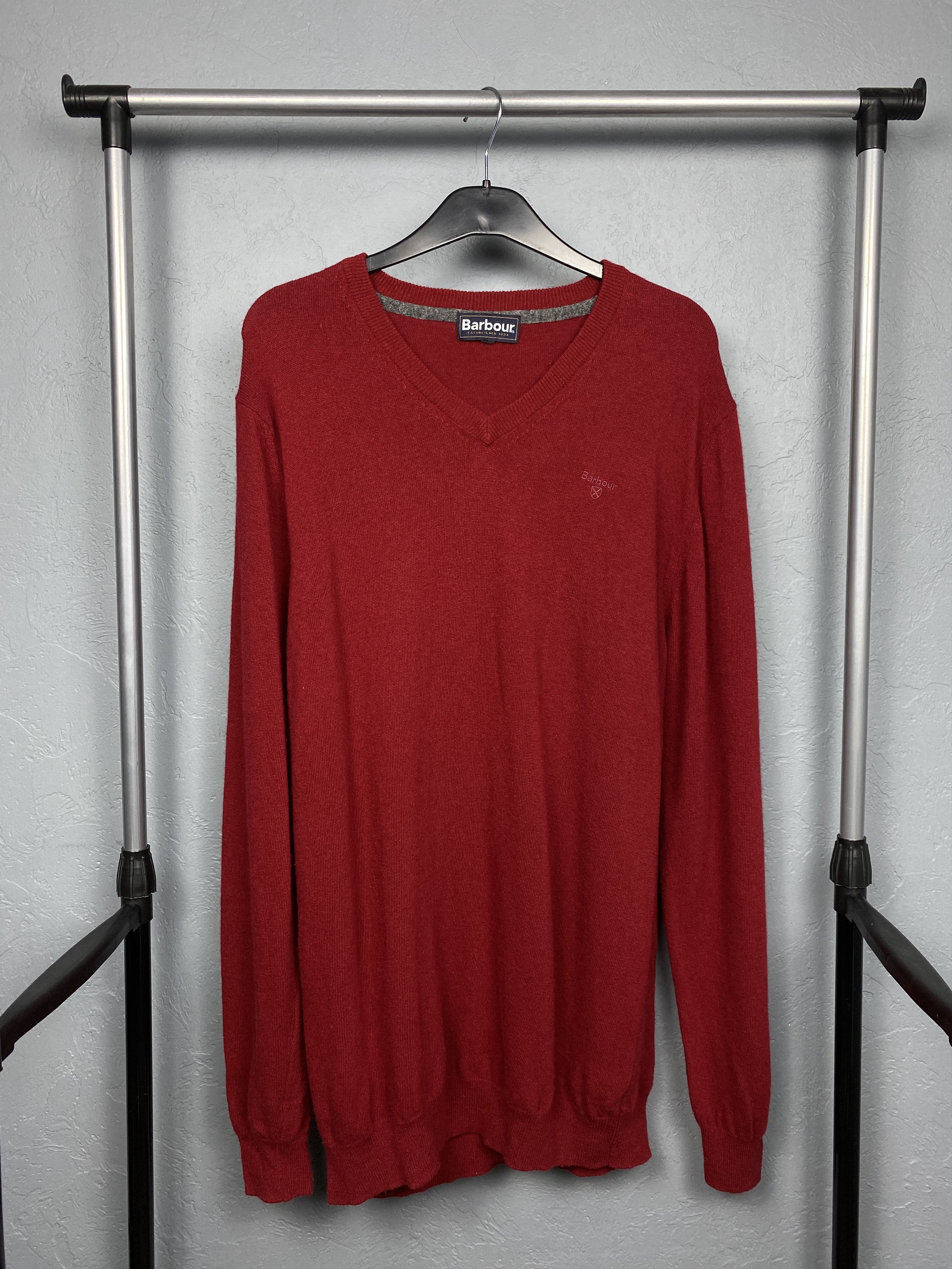 Barbour × Vintage Barbour Vintage V-Neck Mens Wool Sweater Size US XL / EU 56 / 4 - 1 Thumbnail