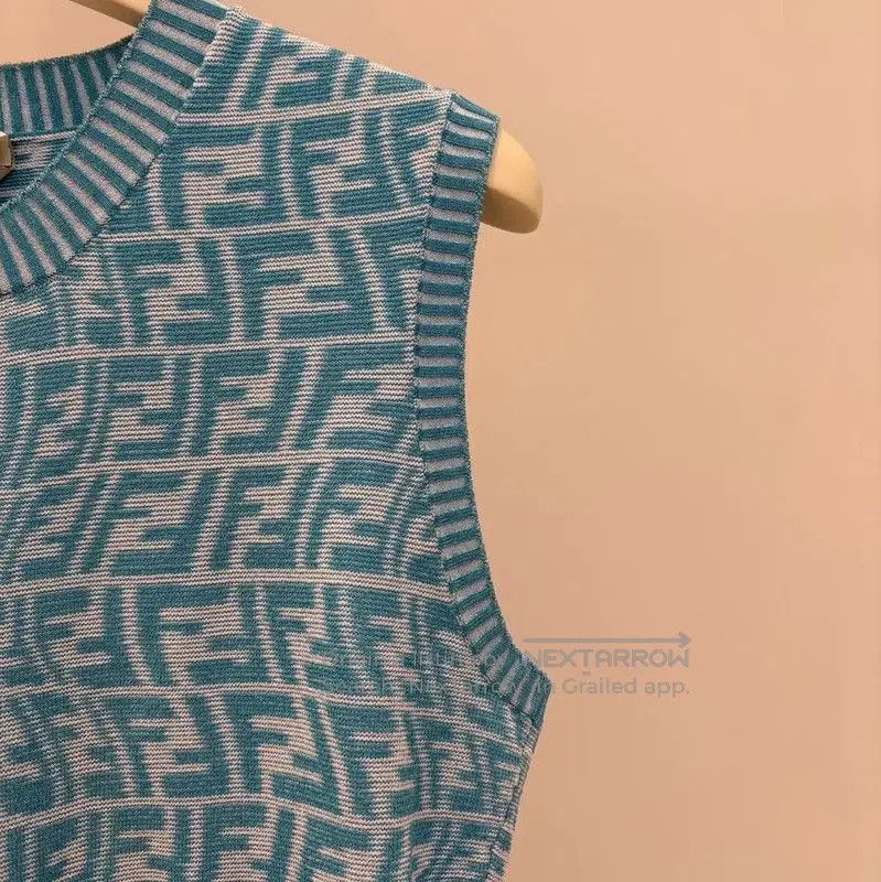 princess polly baby blue dress Fendi Monogram Jacquard Bodycon Midi Dress Sz Small