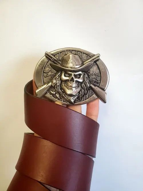 High Sport × Hypebeast × Leather Belts Vintage Skull Leather Buckle Belt Size ONE SIZE - 4 Thumbnail