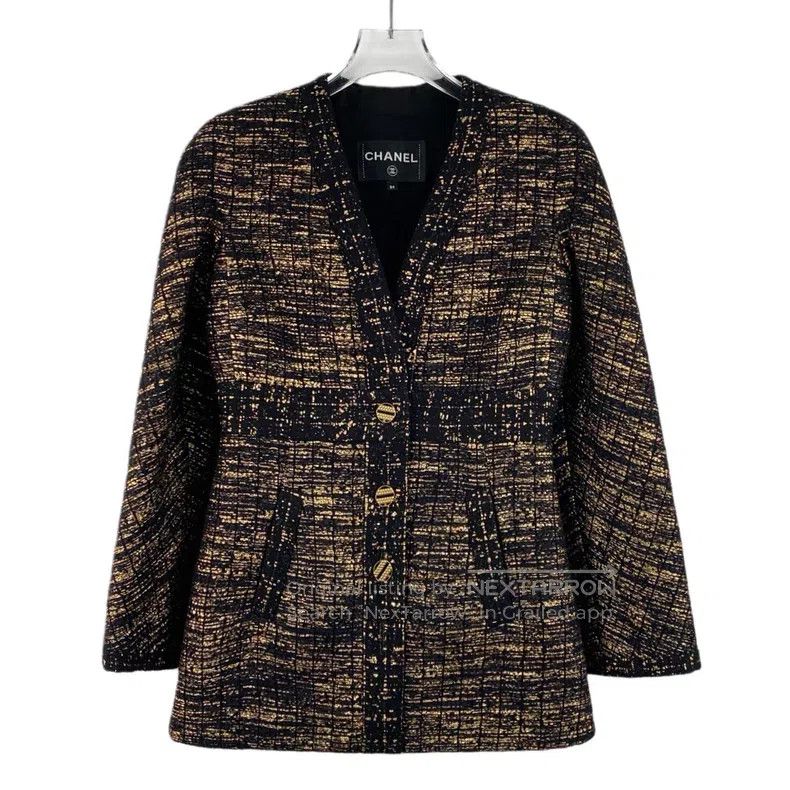 Chanel Chanel Black and brown wool V-neck single-breasted long-sl Size XXS / US 00 / IT 34 - 1 Thumbnail