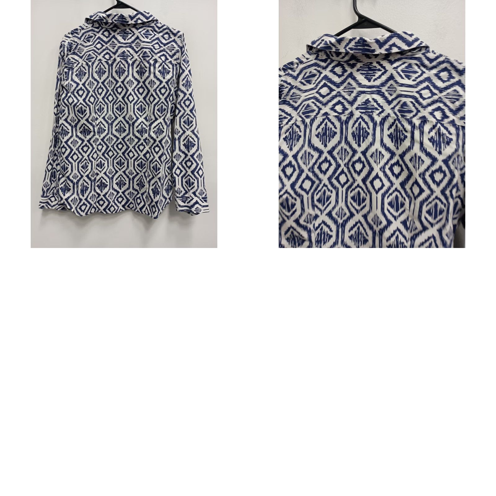 Vintage Chico's Womens No Iron Shirt Medium Blue White Preppy Long Sleeve Button Up Shirt Size M / US 6-8 / IT 42-44 - 8 Thumbnail