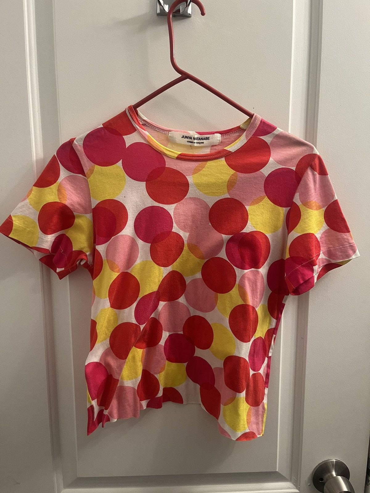 Image of VTG Cdg Comme Des Garcons X Junya Watanabe Polka Dot Tee in Pink, Women's (Size Small)