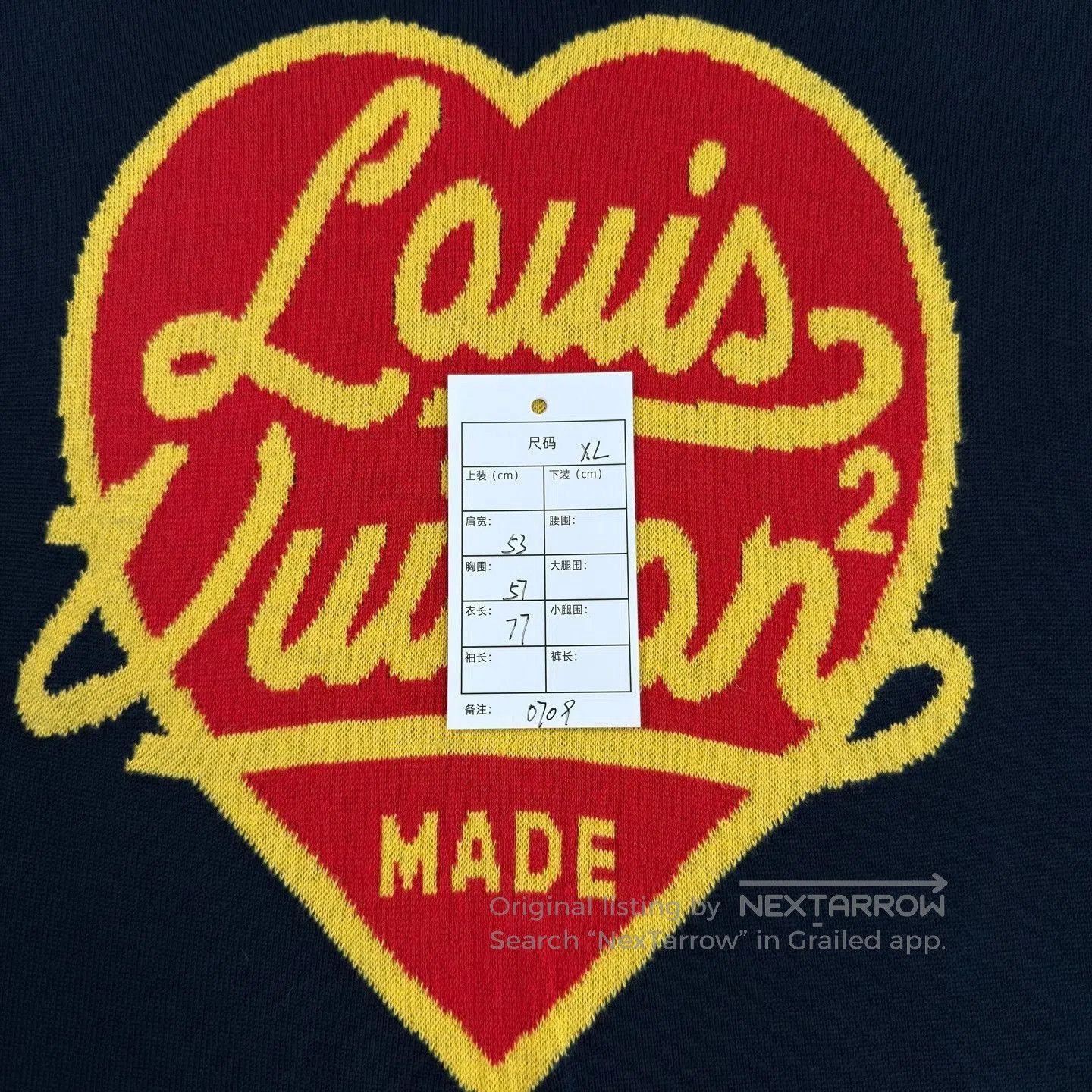 Louis Vuitton LV Nigo Heart Pattern Navy Knit Tee. Size US XL / EU 56 / 4 - 5 Thumbnail