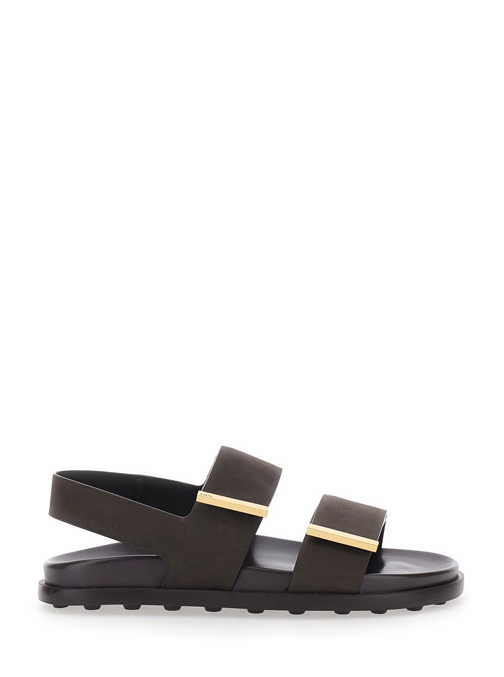 Tod's Brown Leather Sandals with Strap Design and Metallic Logo Details for Women Size US 7 / IT 37 - 1 Thumbnail