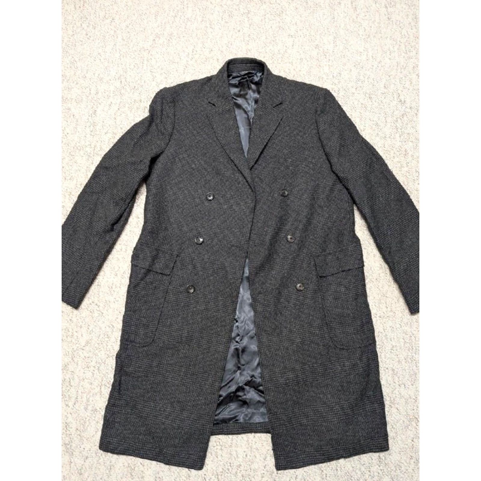 Brooks Brothers VINTAGE Brooks Brothers Overcoat 42L Charcoal Tweed Wool Mens Coat Long Large 42 Chest Plaid Event 40s 50s Mens Size US XS / EU 42 / 0 - 3 Thumbnail