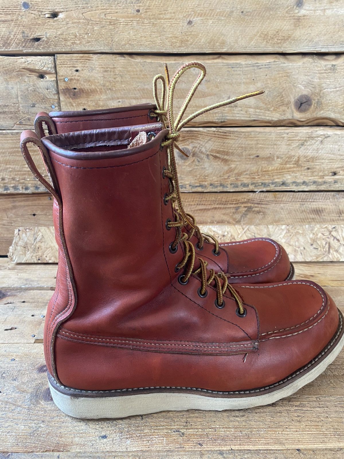 Red Wing Redwing X Irish setter 8inch moc-toe brown leather shoe 9EE Size US 9 / EU 42 - 7 Thumbnail