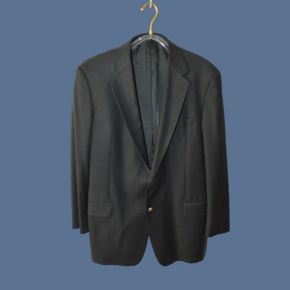 Joseph Abboud Joseph Abboud Sport Coat Men 46L Black Wool Blend Two Button Double-Vented Blazer Jacket Coat Notch Lapel Classic Fit Long Solid Shirt/Coat - Mens Size 46R - 1 Thumbnail