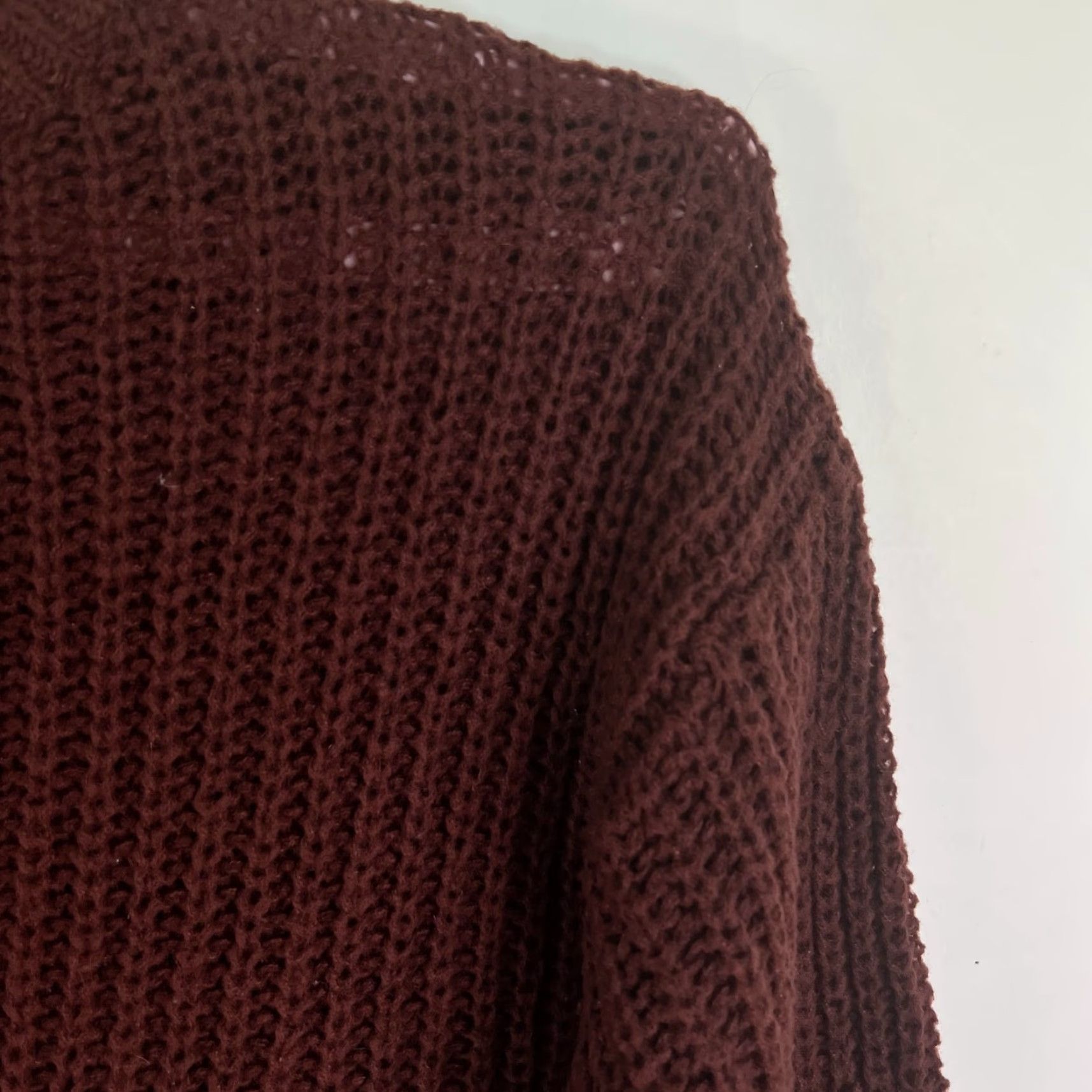 Shein Chunky Knit 3/4 Sleeve Sweater Brown XL SheIn Pullover Knit Bell Sleeve Round Neck Womens Size XL / US 12-14 / IT 48-50 - 2 Thumbnail