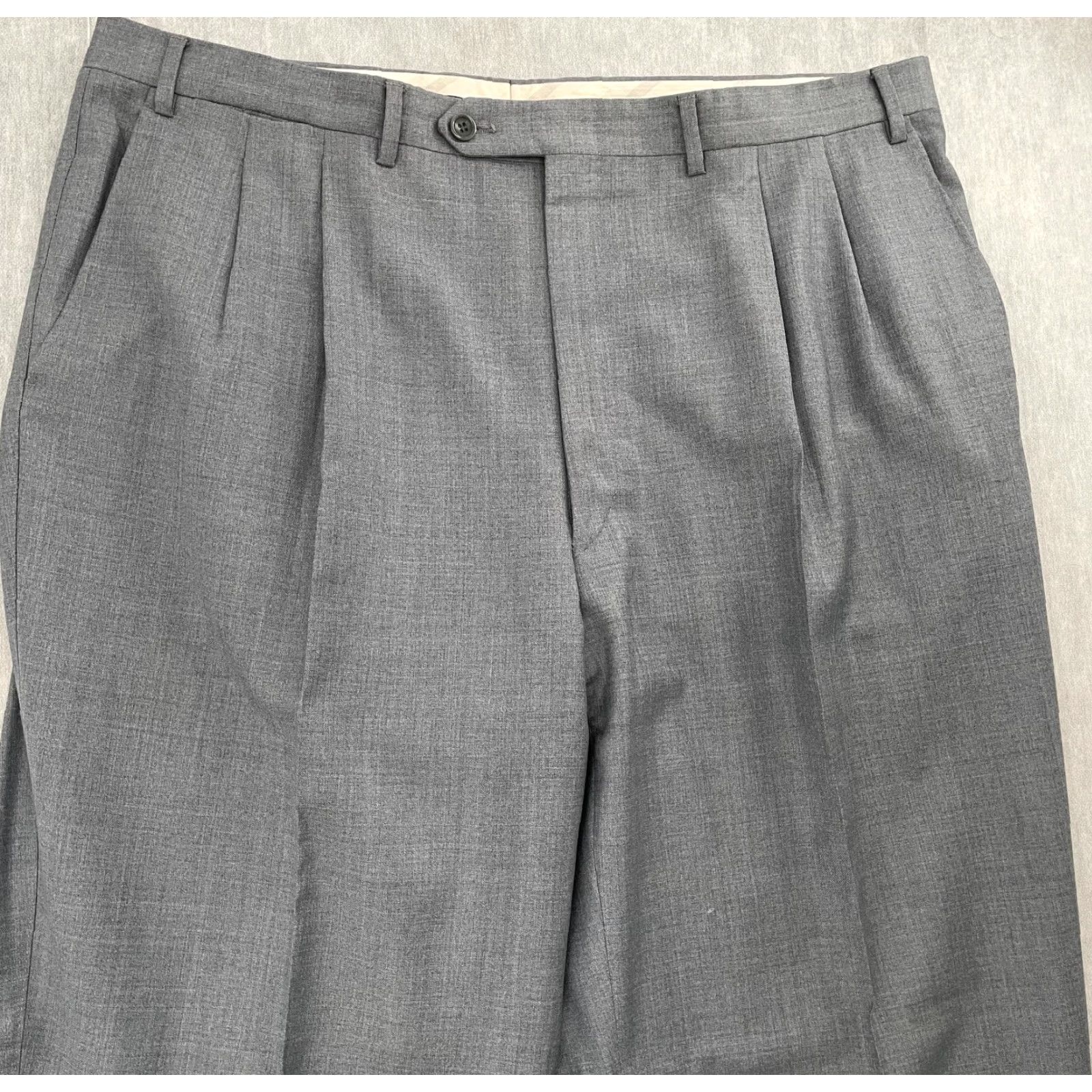 Canali Canali Pants Mens Dress Pants Adult 39 Gray Wool Pleated Trousers Pockets Regular 30" Inseam Zip Dry Clean Only Italy Preowned Size US 39 - 3 Thumbnail