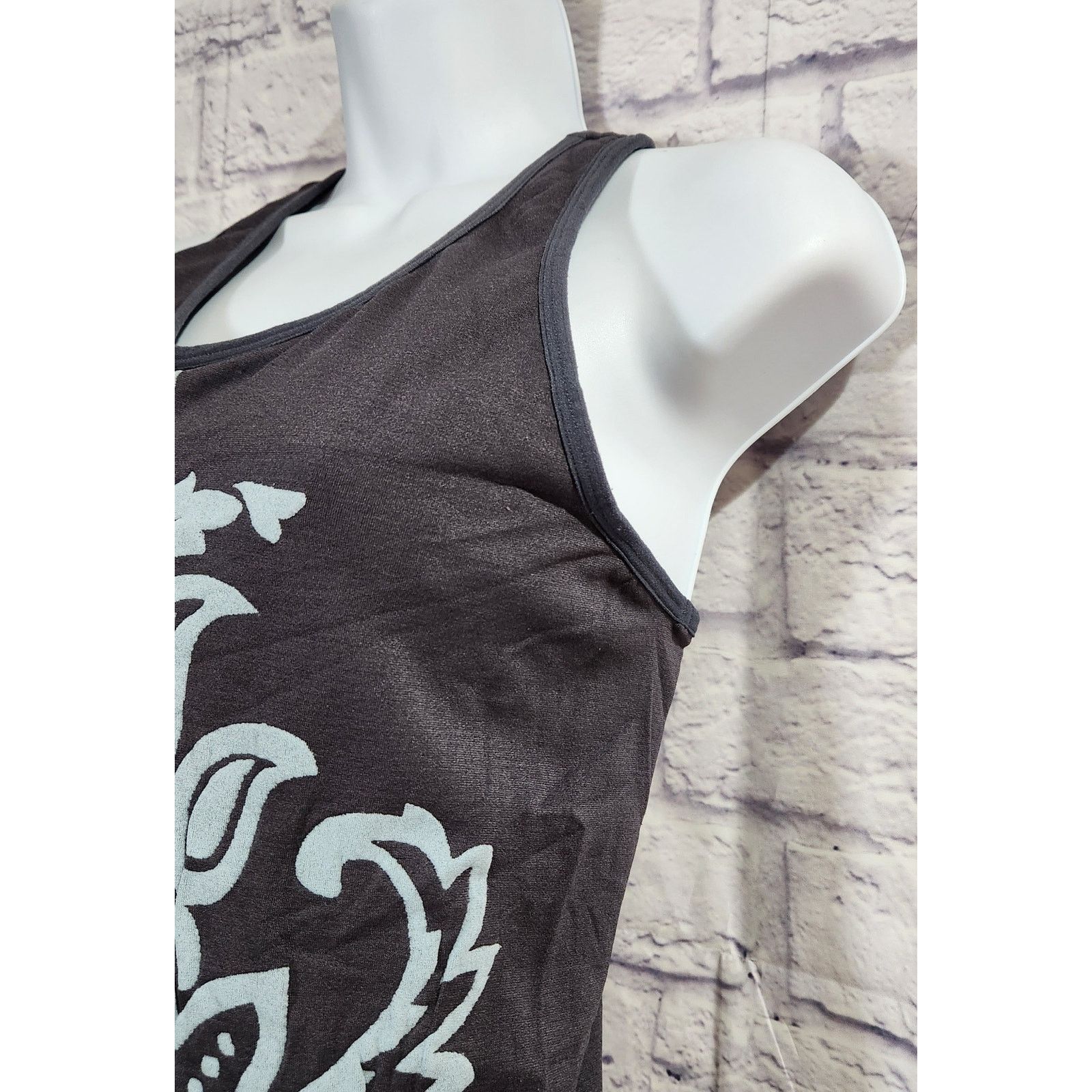 Other Balance Collection Gray Blue Floral Racerback Top Large Size L / US 10 / IT 46 - 2 Thumbnail