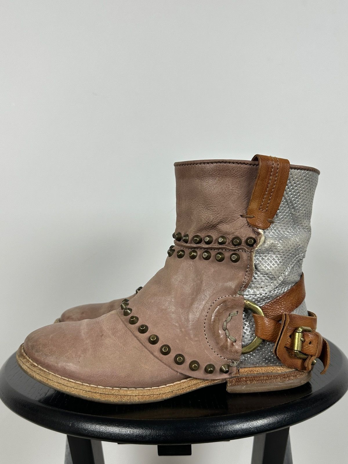 A.S.98 A.S.98. Leather Biker Ankle Studded Buckle Strap Boots Size US 6 / IT 36 - 5 Thumbnail