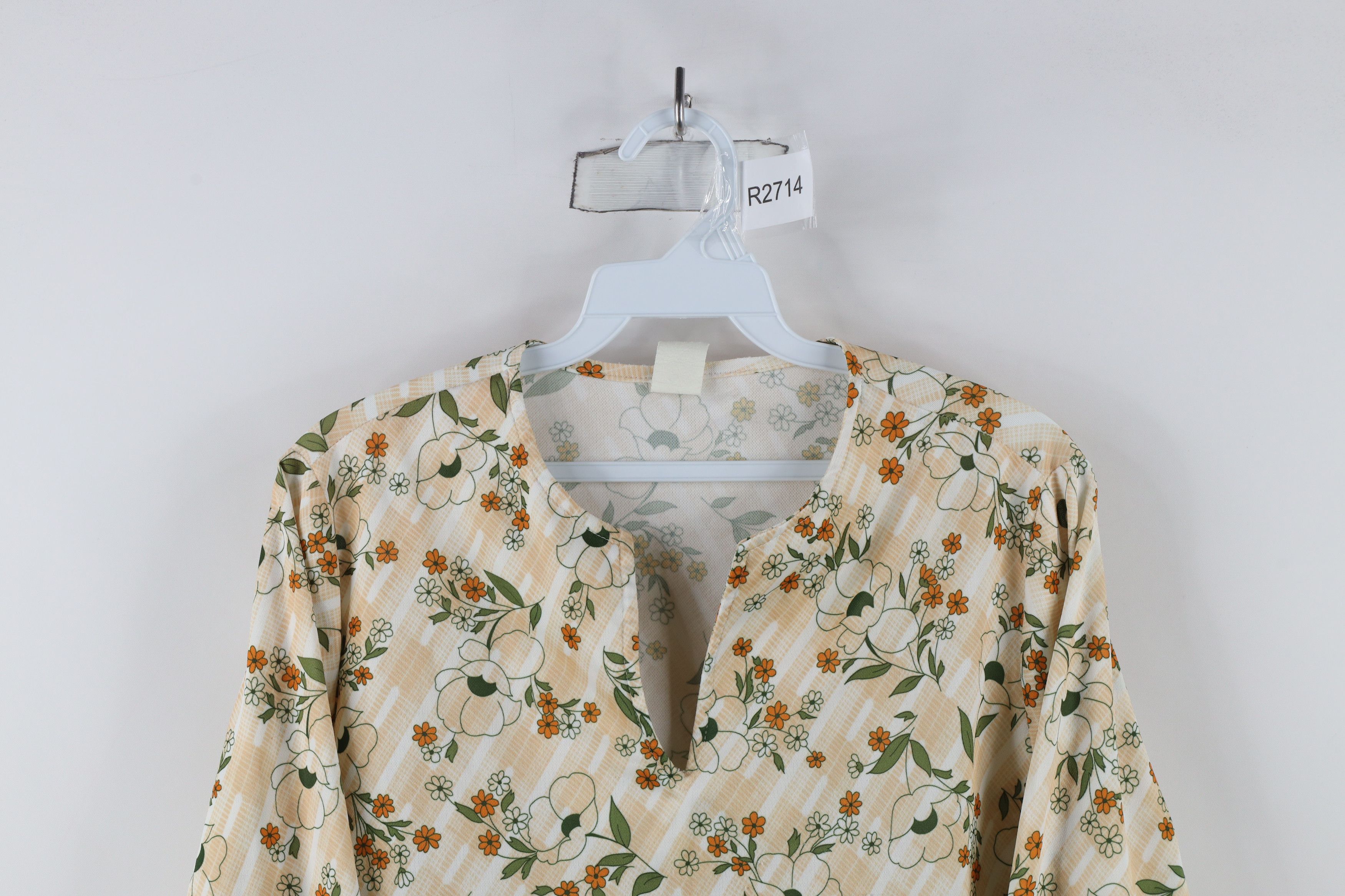Vintage Vintage 70s Mid Century Modern MCM Flower Knit Shirt USA Size L / US 10 / IT 46 - 2 Thumbnail