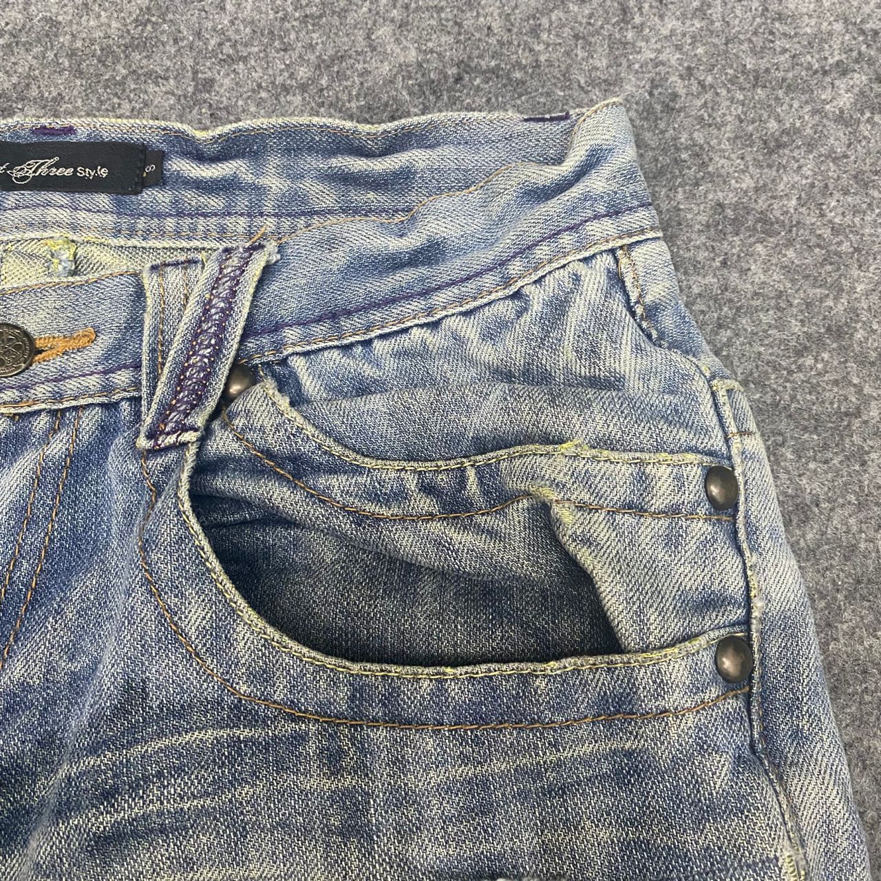 If Six Was Nine 💥Flare💥Vintage Foot Three Style Distressed Denim Size US 30 / EU 46 - 11 Thumbnail