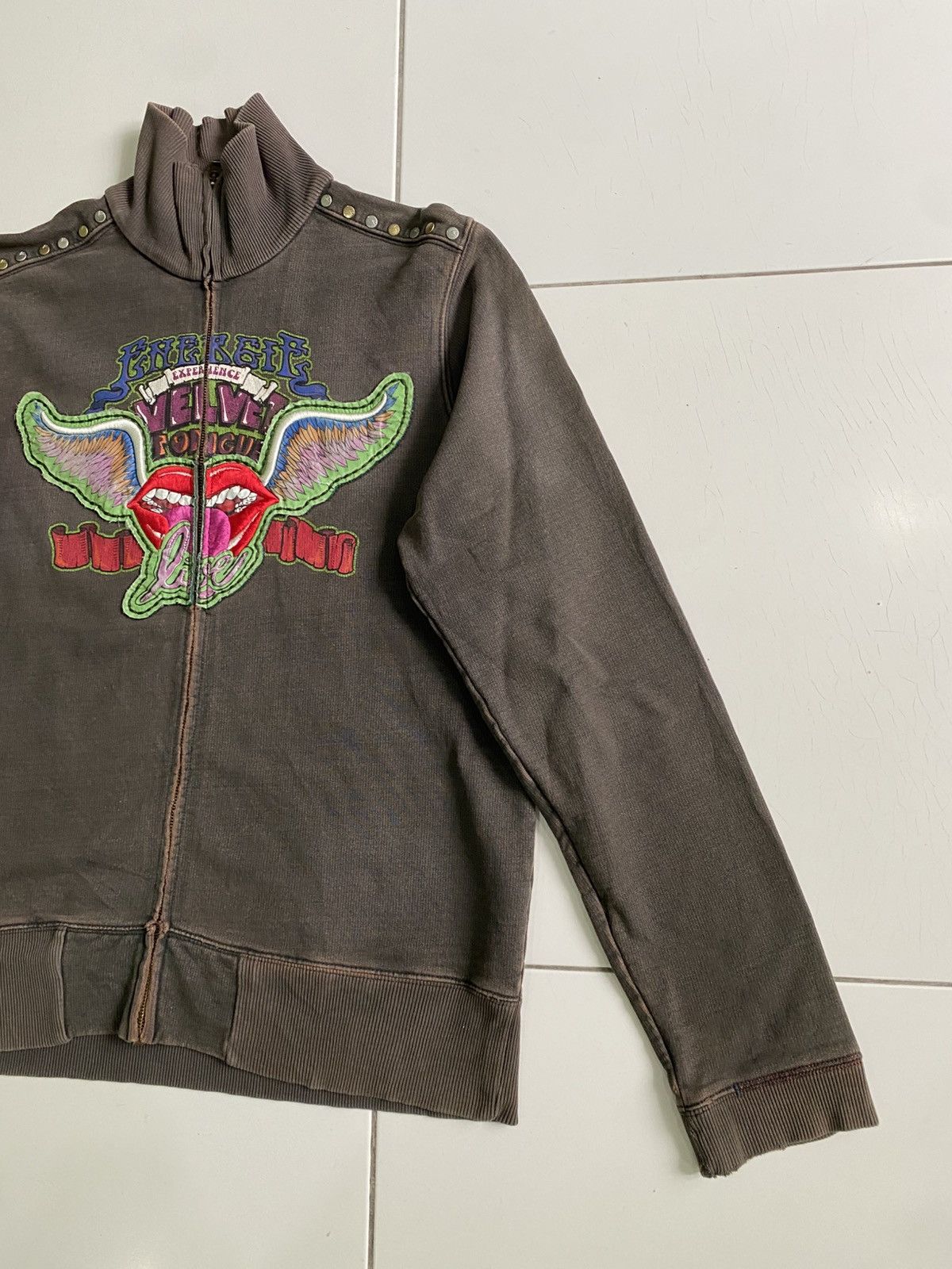 Energie × If Six Was Nine Vintage Energie velvet Track Pullover zip up Sweaters Size US L / EU 52-54 / 3 - 3 Thumbnail
