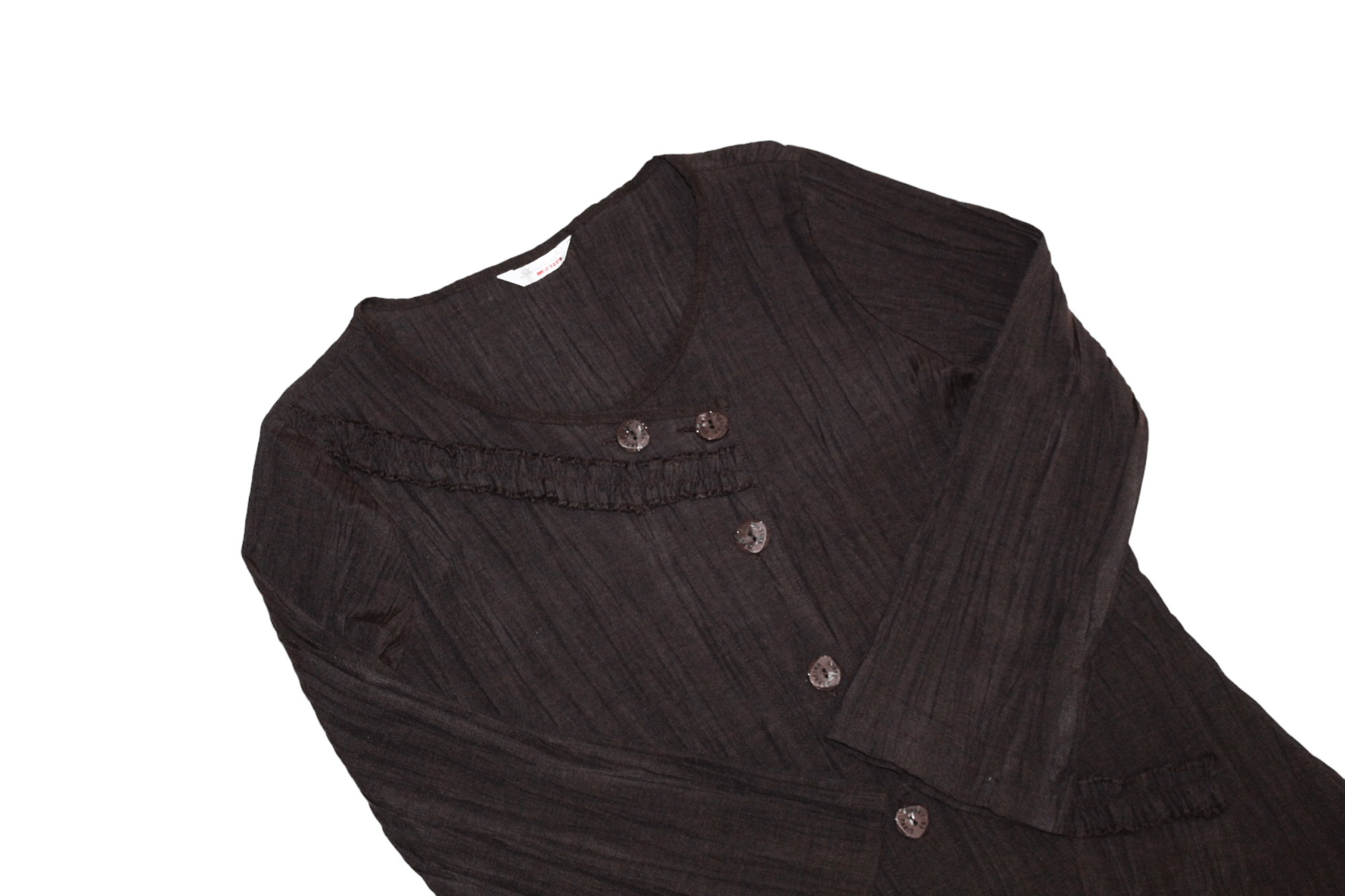 Beauty Beast 🔥 Sarafina Paris Plisse Crinkle Viscose Asymmetric Cardigan Size L / US 10 / IT 46 - 11 Thumbnail