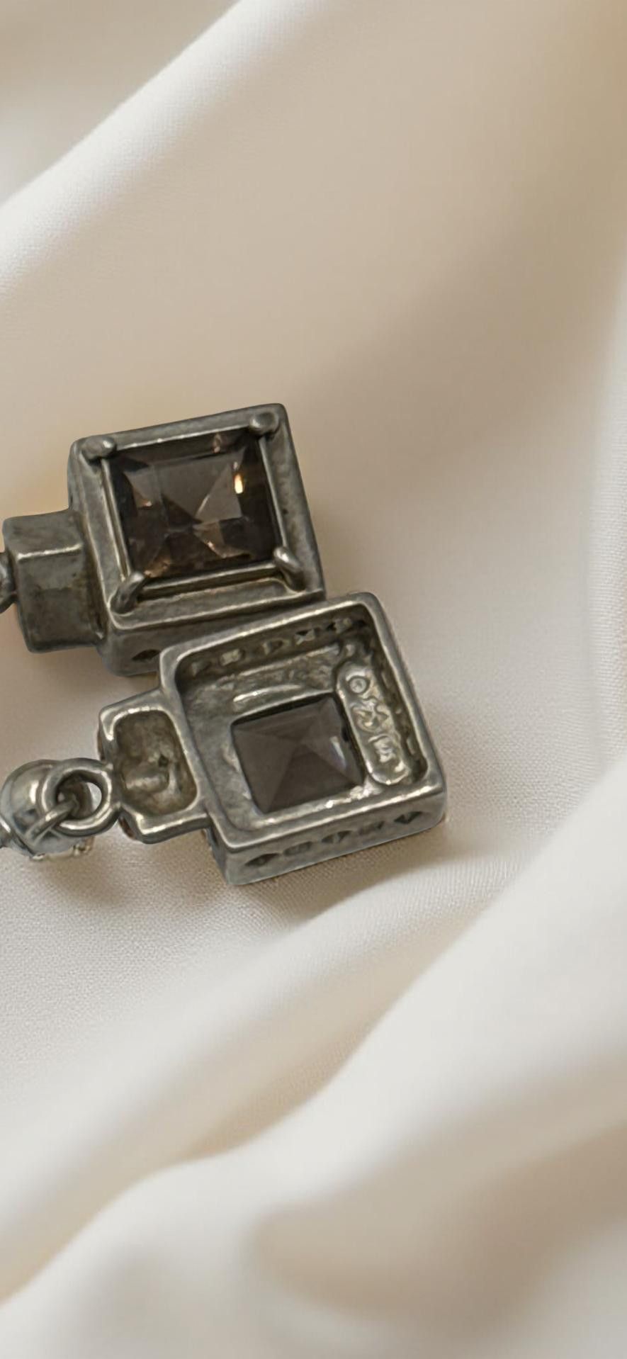 Other Smoky Quartz Sterling Drop Earrings | Vintage 925 Size ONE SIZE - 2 Thumbnail
