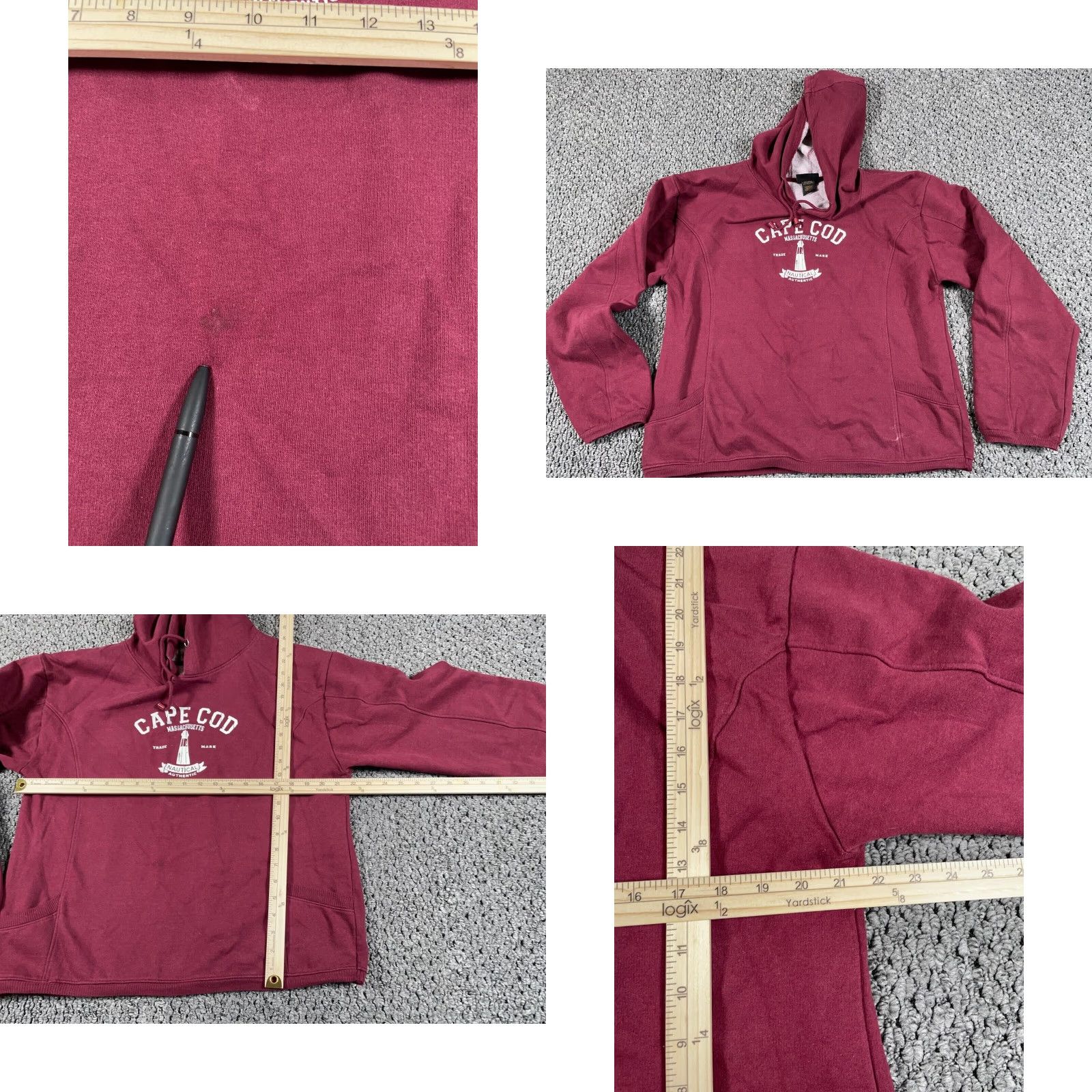 Etro Renegade Retro Cape Cod Hoodie Pullover Adult Large Dark Red Graphic Sweatshirt Mens Size US L / EU 52-54 / 3 - 8 Thumbnail