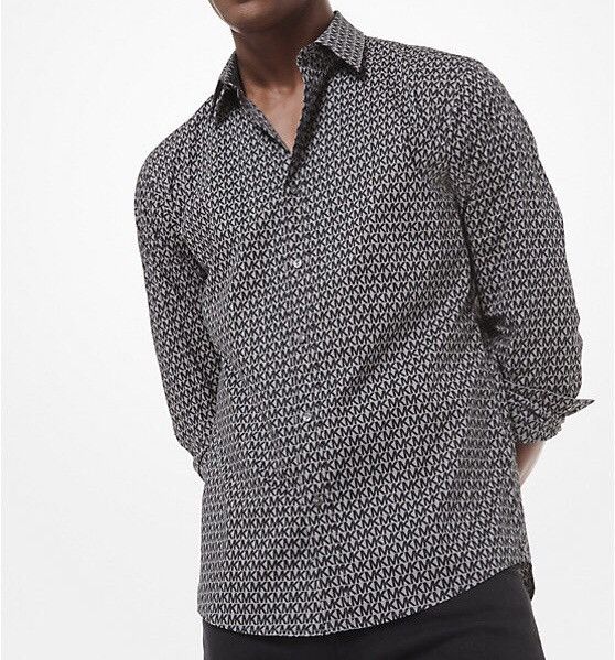 Michael Kors Michael Kors Slim Fit Logo Print Stretch Cotton Shirt Size US S / EU 44-46 / 1 - 1 Thumbnail