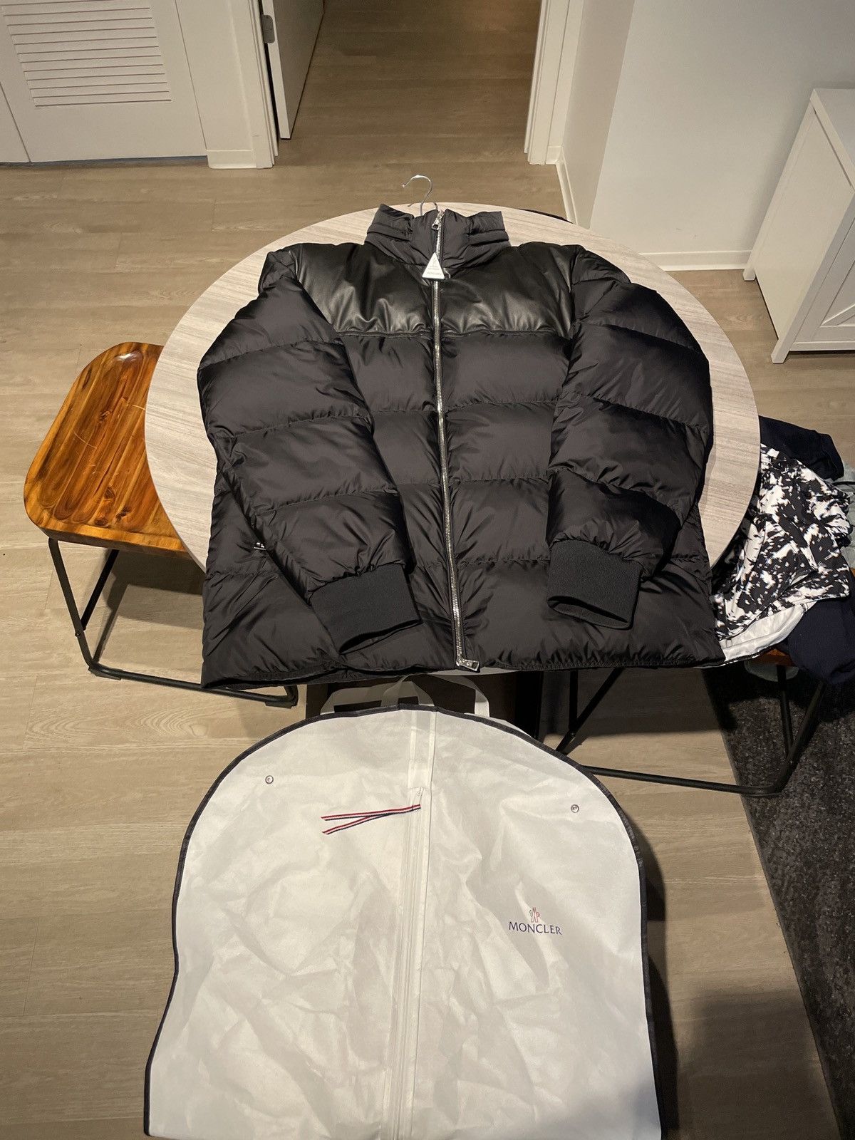 image of Moncler Black Burgane Down Jacket, Men's (Size 2XL)