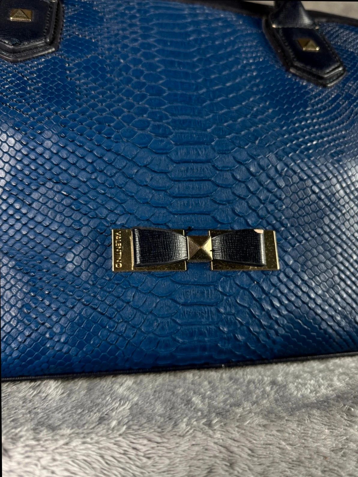 Mario Valentino Mario Valentino Snake Print Mini Handbag Blue Size ONE SIZE - 2 Thumbnail