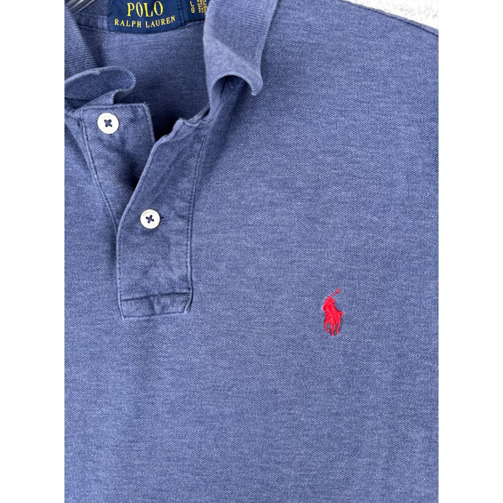 Ralph Lauren VINTAGE Ralph Lauren Polo Shirt Mens Large Blue Cotton Blend Knit Stretch Golf Shirt Size US L / EU 52-54 / 3 - 6 Thumbnail