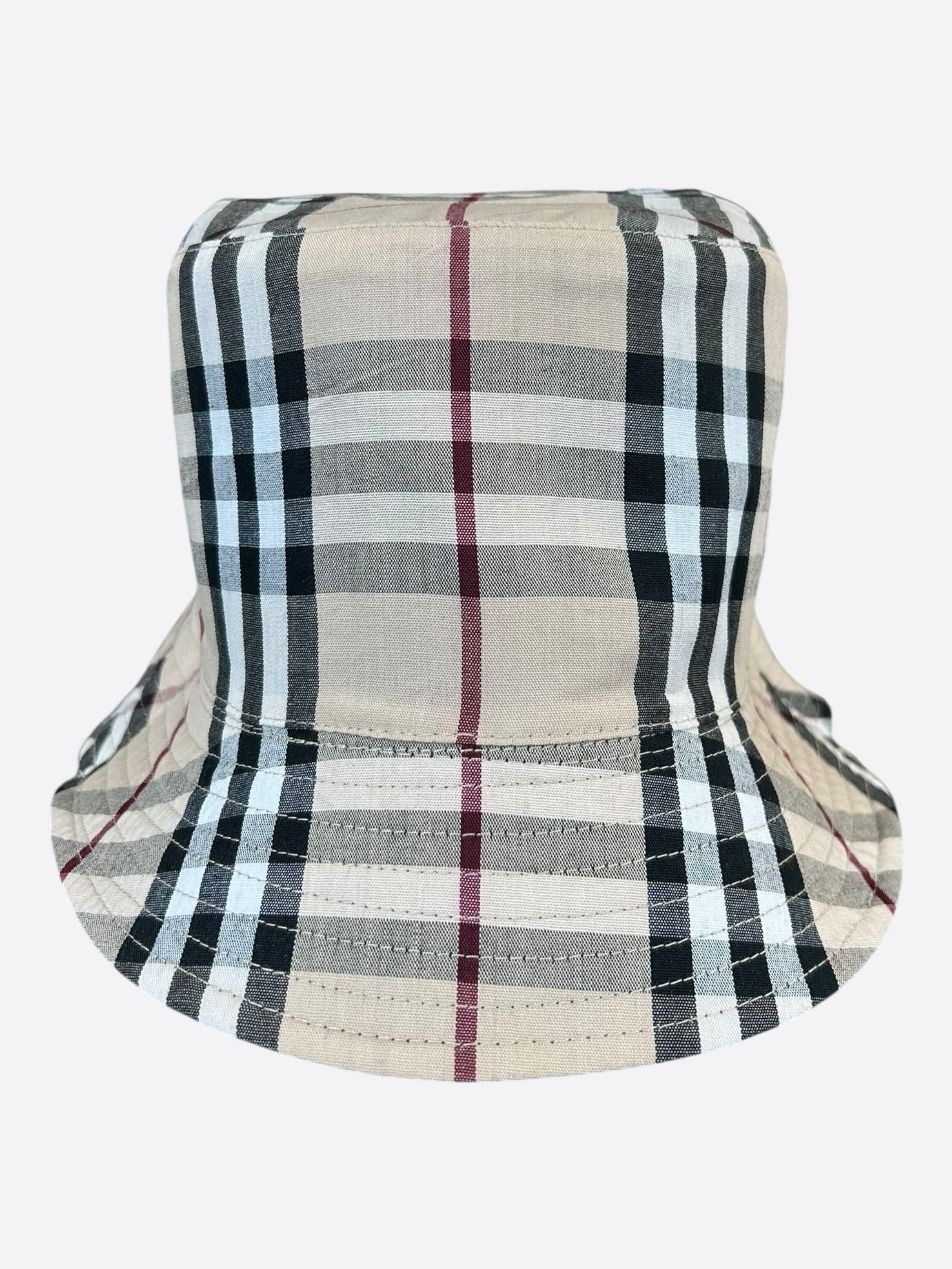 Louis Vuitton Burberry Checkered Tan & Blue Denim Reversible Bucket Hat Size ONE SIZE - 4 Thumbnail